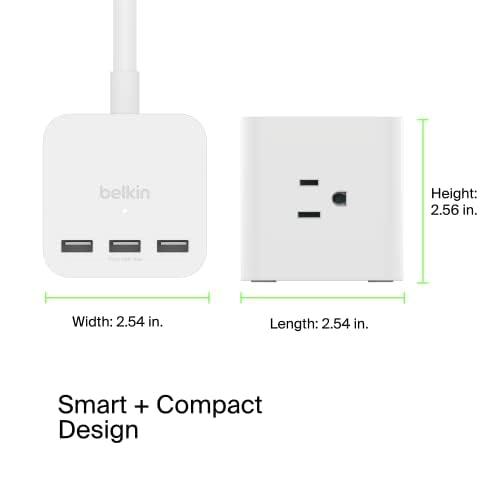 Belkin Belkin 6-Outlet Power Cube w/ 3 AC Outlets, 3 USB-A Ports, & 5ft Sturdy Extension Cord - Convenient Compact Cube for Home, Office, Travel, Desktop, & Phone Charger - 4.5 Amps
