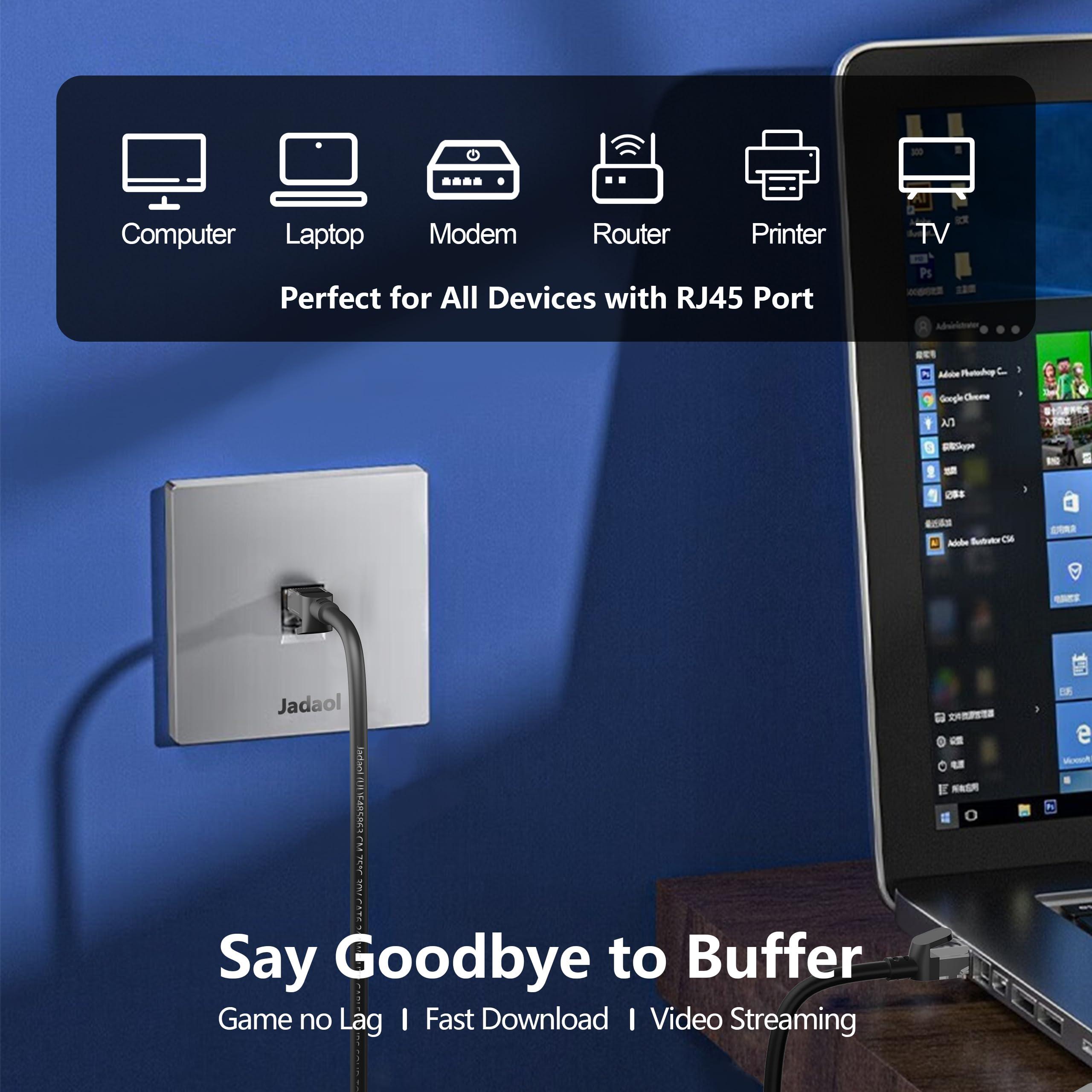 Jadaol Cat6 Outdoor Ethernet Cable 200ft, Support Cat8 Cat7 Network, 10Gbps 24AWG Pure Copper, Heavy Duty Direct Burial In-Ground Waterproof UV Resistant LAN Internet Patch Cable, Durable Long Ethernet Cable