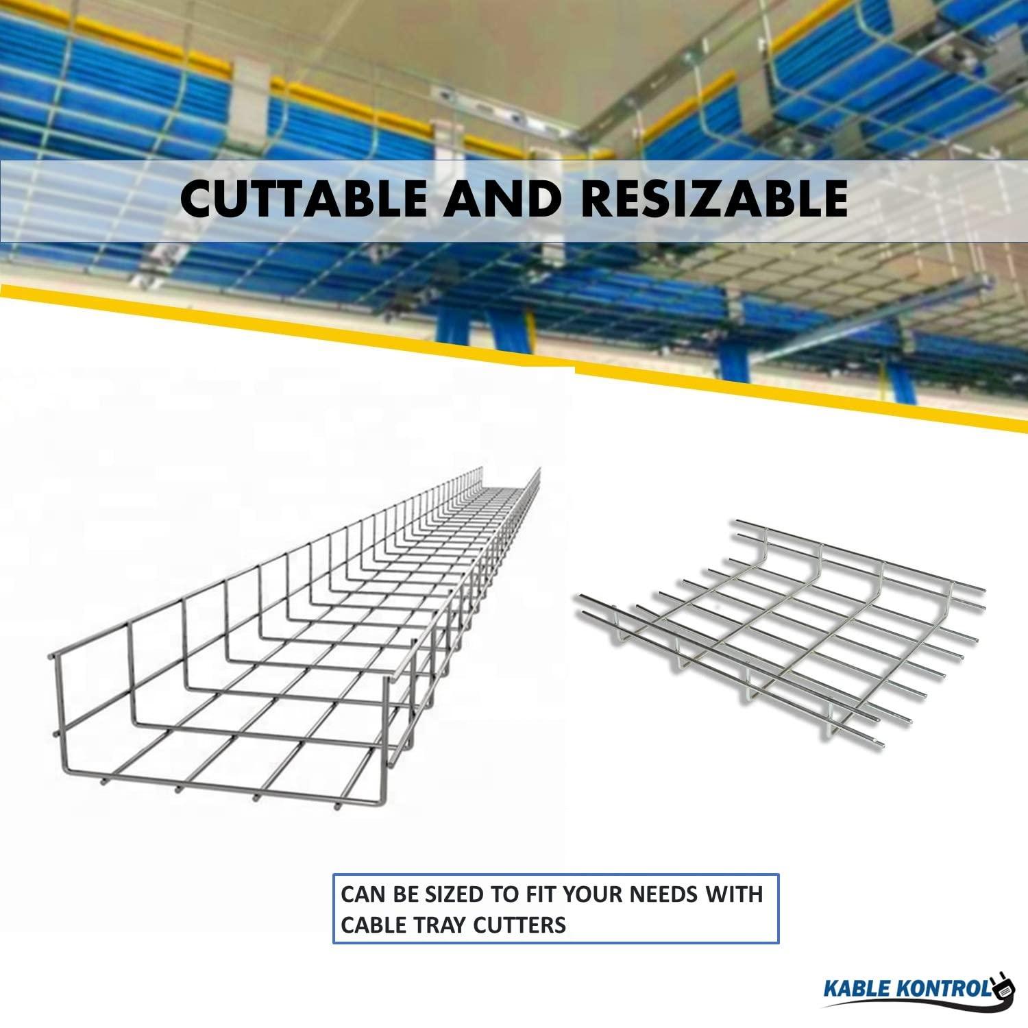 KABLE KONTROL Kable Kontrol Ceiling Hanger Kits 6 Width - Wire Mesh Tray Cable Management Rack Cords Organizer Cable Basket, Zinc Plated Steel NEC Approved for Network, Fiber Optic, Cabling Accessory