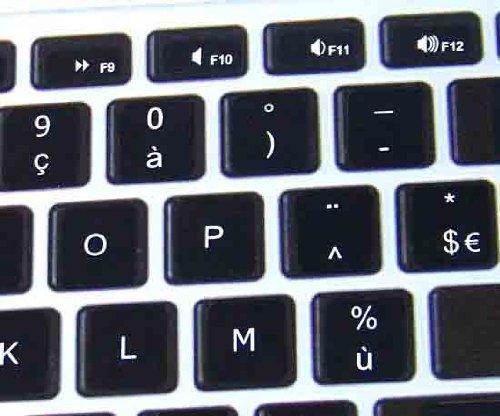 4Keyboard MAC FRENCH AZERTY KEYBOARD LABELS LAYOUT BLACK BACKGROUND