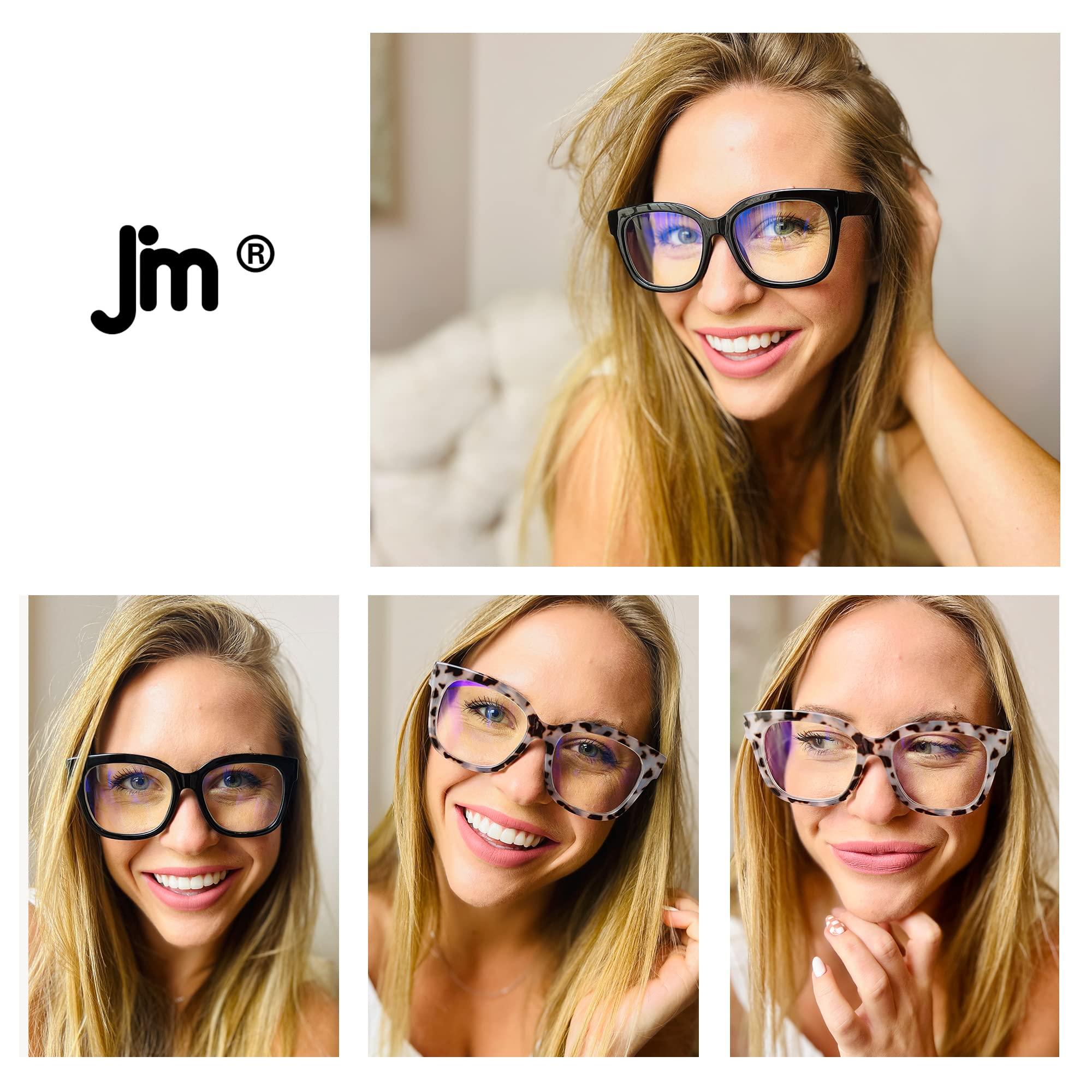 JM JM Reading Glasses for Women Oprah Style 3 Pack Square Oversized Readers with Spring Hinge Blue Light Blocking Ladies +2.25