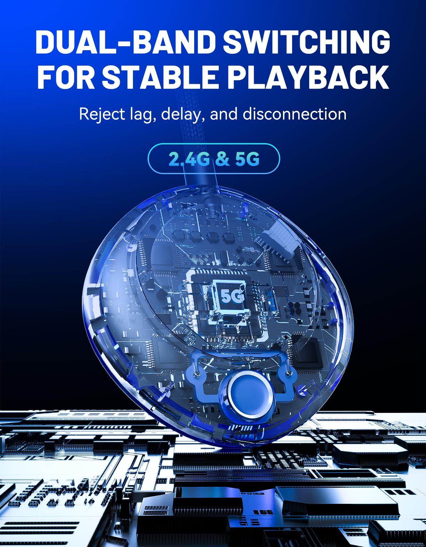 TPUFO TPUFO Wireless HDMI Transmitter and Receiver, 4K Decode 1080P Output, 2.4G/5G Plug & Play, for Streaming Video/Audio/Files, Audio Sync, USB-C to HDMI Adapter, No Need App/Bluetooth/WiFi