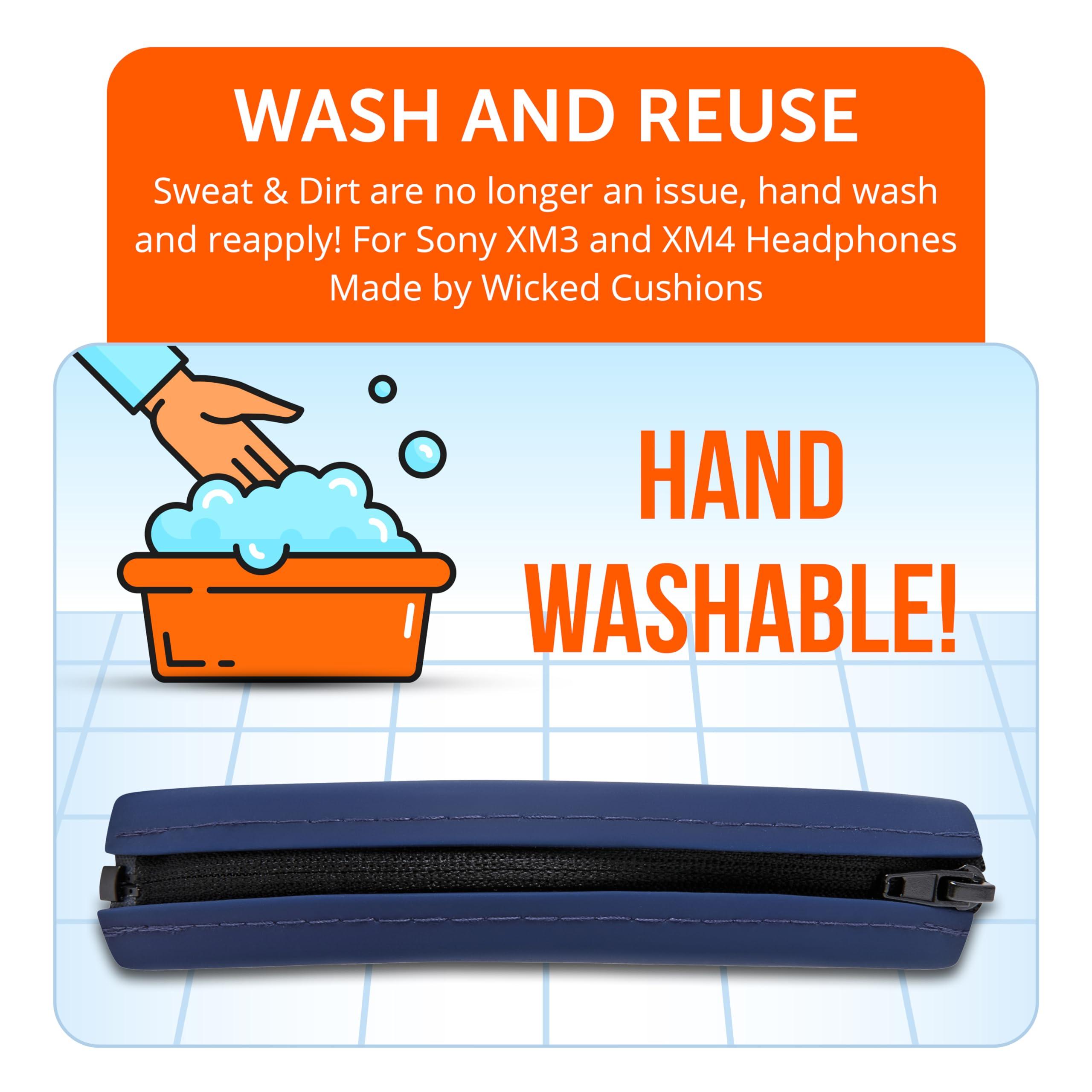 WC WC BandZ XM3 / XM4 - Silicone Headband Cover for Sony WH1000XM3 & WH1000XM4 Headphones by Wicked Cushions | Enhanced Comfort, Style, & Sweat Protection | Exclusively for Sony XM3 / XM4 | Navy