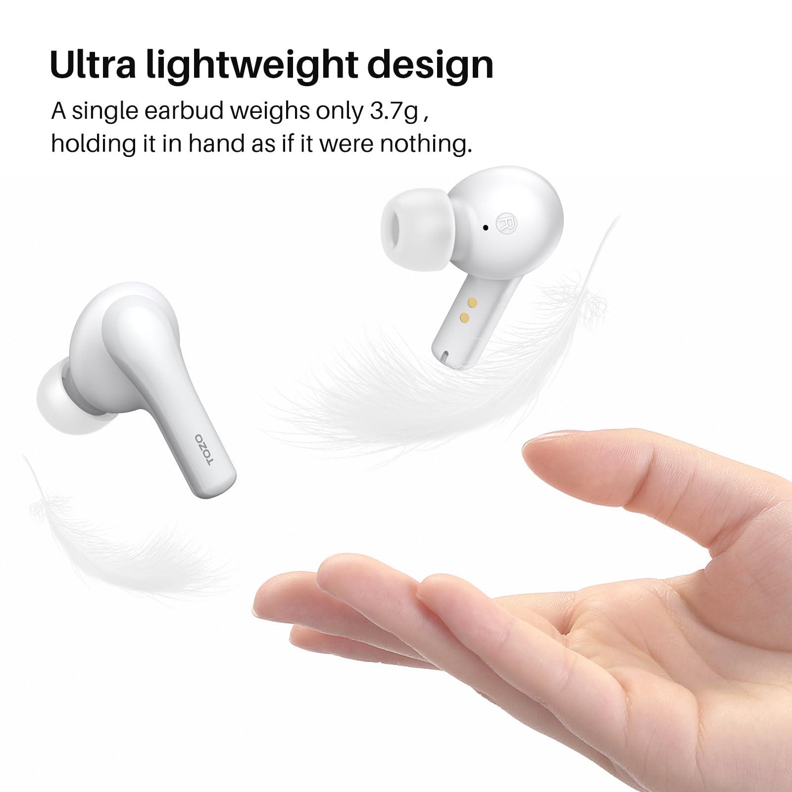 TOZO TOZO A2 Mini Wireless Earbuds Bluetooth 5.3 in Ear Light-Weight Headphones Built-in Microphone, IPX5 Waterproof, Immersive Premium Sound Long Distance Connection Headset with Charging Case, White
