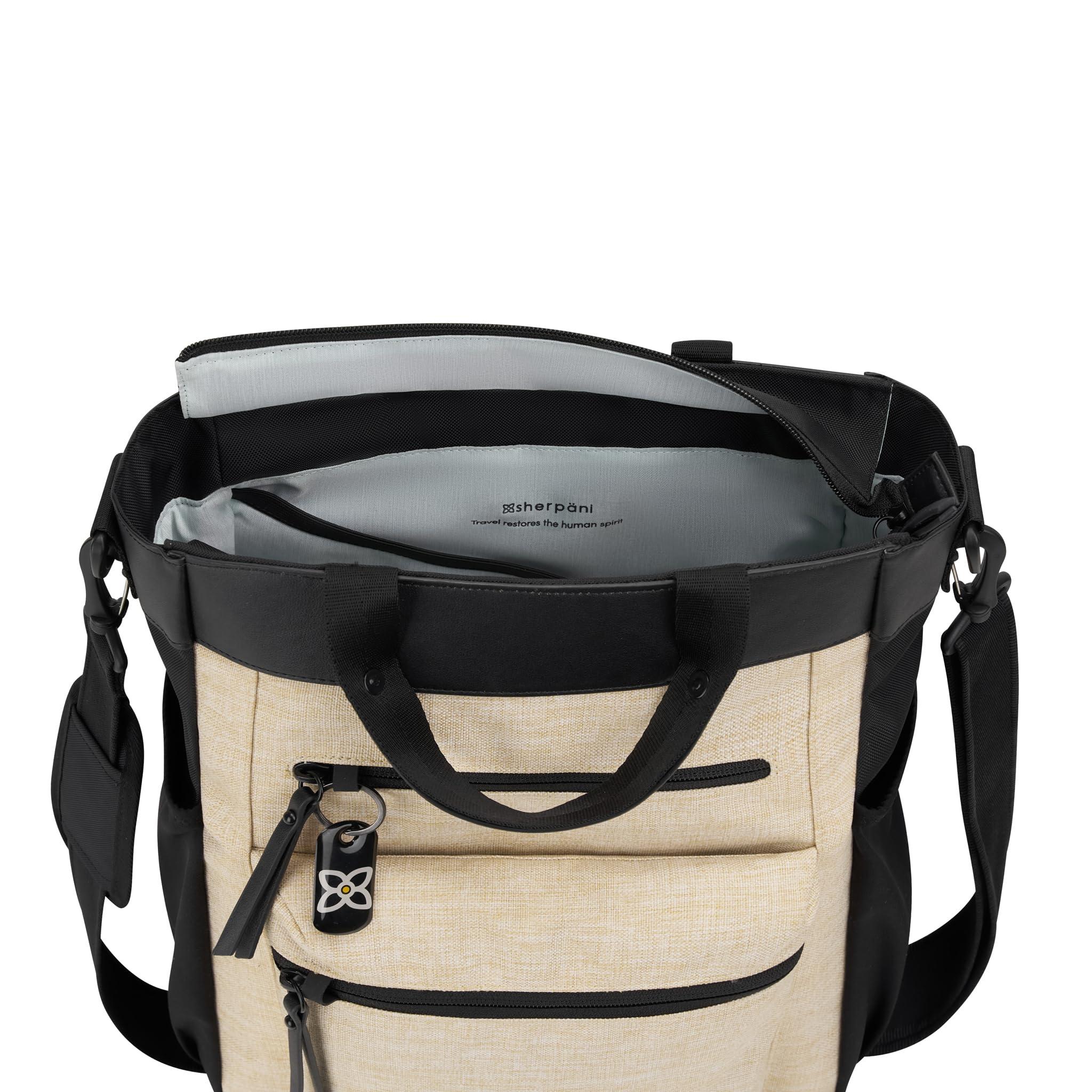 Sherpani Sherpani Soleil, Anti Theft Convertible Backpack, 3 in 1 Tote Bag, Crossbody Bag, Cross Body Purse, 18L Travel Backpack, Travel Gifts for Women, RFID Protection, Fits 13 Laptop (Straw Lite)