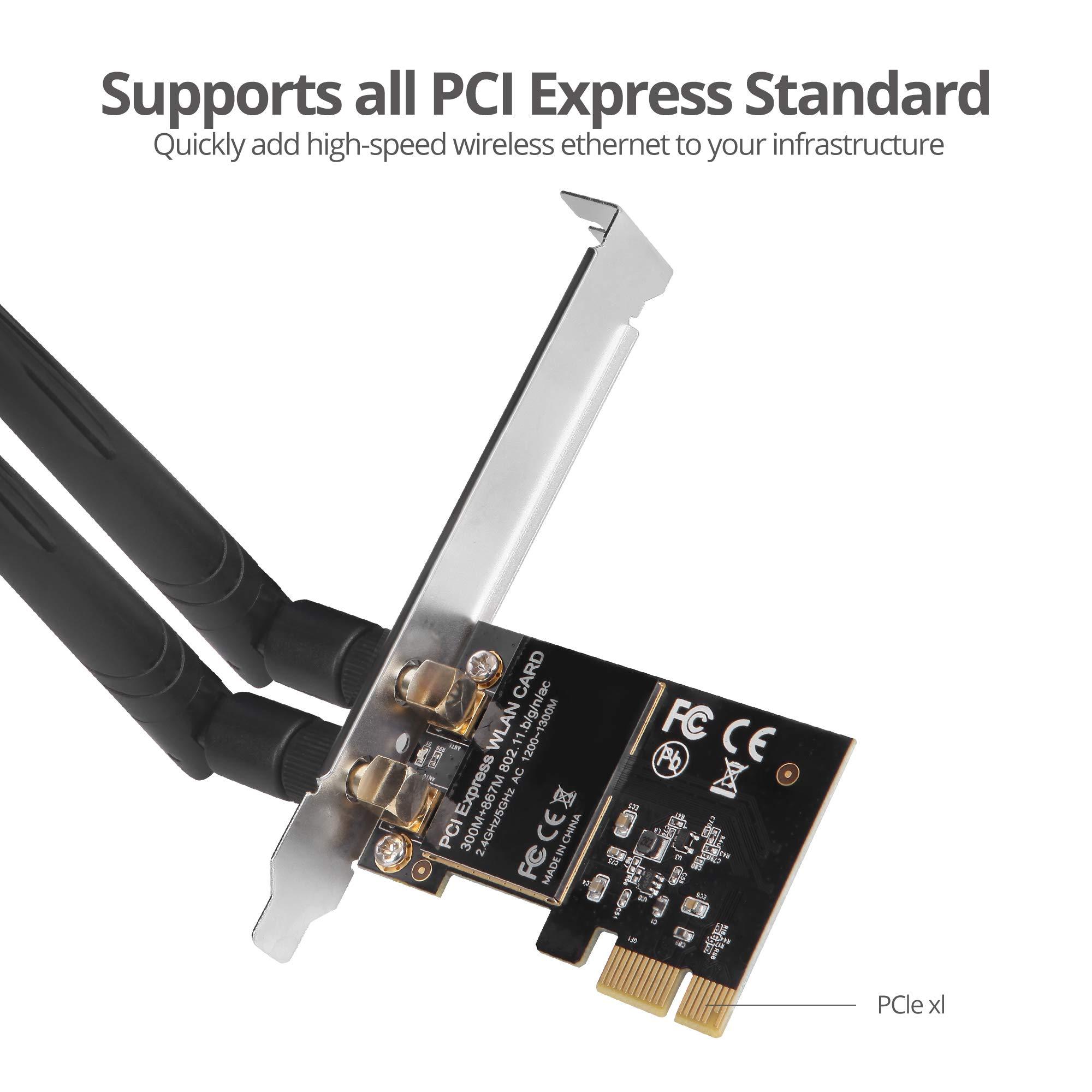 SIIG SIIG Wireless 2T2R Dual Band WiFi Ethernet PCIe Card -AC1200, WiFi Network PCIe Card,PCIe 2.0 x1 to 2T2R 2.4G/5G Dual Band Wireless,802.11ac,RTL8812AE,for 32/64bit Windows 10/8.1/7,LB-WR0011-S1