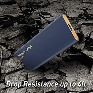 TEAMGROUP TEAMGROUP PD1000 512GB Aluminum Portable External Solid State Drive SSD, Read up to 1000MB/s, USB-C, USB A 3.2 Gen 2, Waterproof, Dustproof (IP68), Shockproof, Pressure Resistant (T8FED6512G0C108)