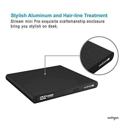 archgon Archgon External CD DVD Drive Support Android TV, Smartphone, Tablet and Projector | Free Android APP Available | Windows 10 and Mac Compatible | Model Stream Mini Pro