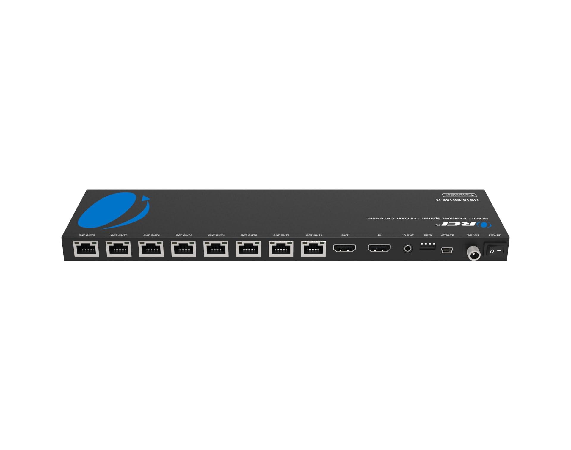 OREI OREI HDMI Extender Splitter 1 In 8 Out over CAT6/7 Cable 1080P@60Hz with EDID Management - Up to 165 Ft - Loop Out - IR Control - Low Latency