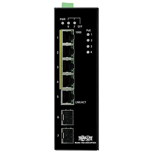Tripp Lite Tripp Lite Industrial 5 Port PoE+ Ethernet Network Switch 10/100/1000 Mbps 14 to 140F Temperature Range Unmanaged 30W 2 SFP TAA Compliant DIN Mount (NGI-U05C2POE4)