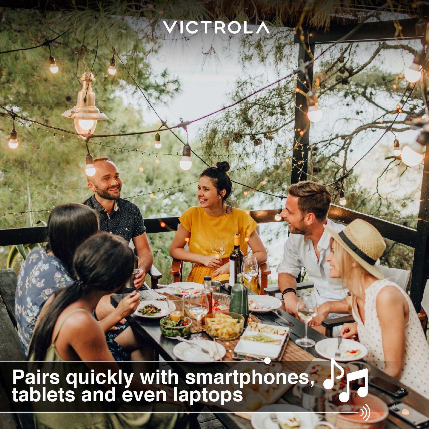 Victrola Victrola The Solar Rock Speakers Pair, 14 Hours Playtime, IPX4 Rechargeable Solar Outdoor Bluetooth Speakers for Garden, Patio, Built for All Seasons, Wireless Music Streaming, Sand