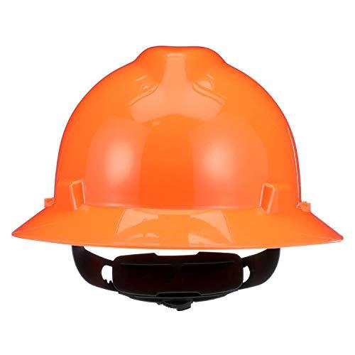 MSA MSA 10021292 V-Gard Full-Brim Hard Hat With Fas-Trac III Ratchet Suspension | Polyethylene Shell, Superior Impact Protection, Self Adjusting Crown Straps - Standard Size in Hi-Viz Orange