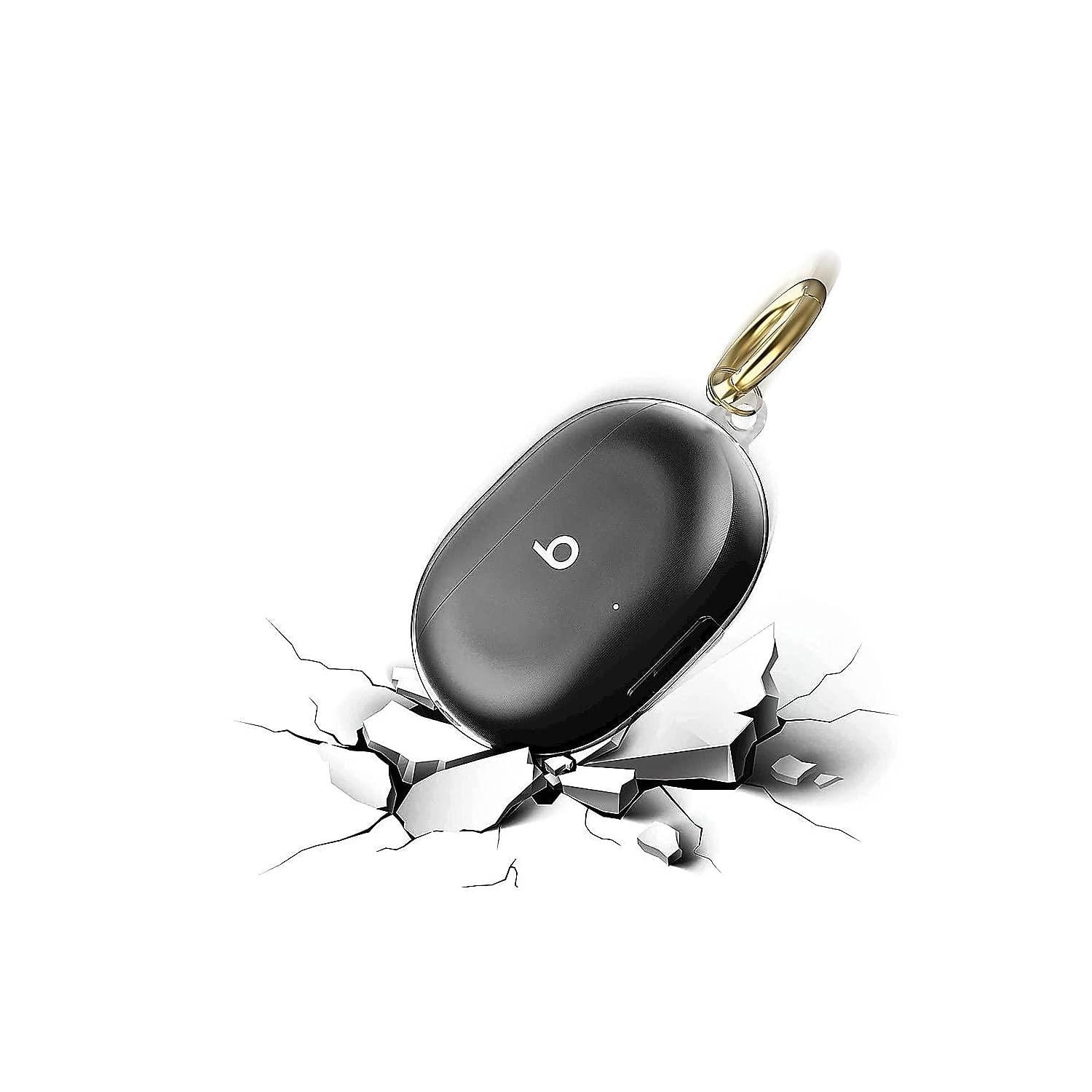 ZERODAMAGE SAHARA CASE SaharaCase Hybrid Flex Case for Dr. Dre Studio Buds 2021 [Rugged] Full Body Protection Antislip Grip Slim with Keychain (Transparent Black)