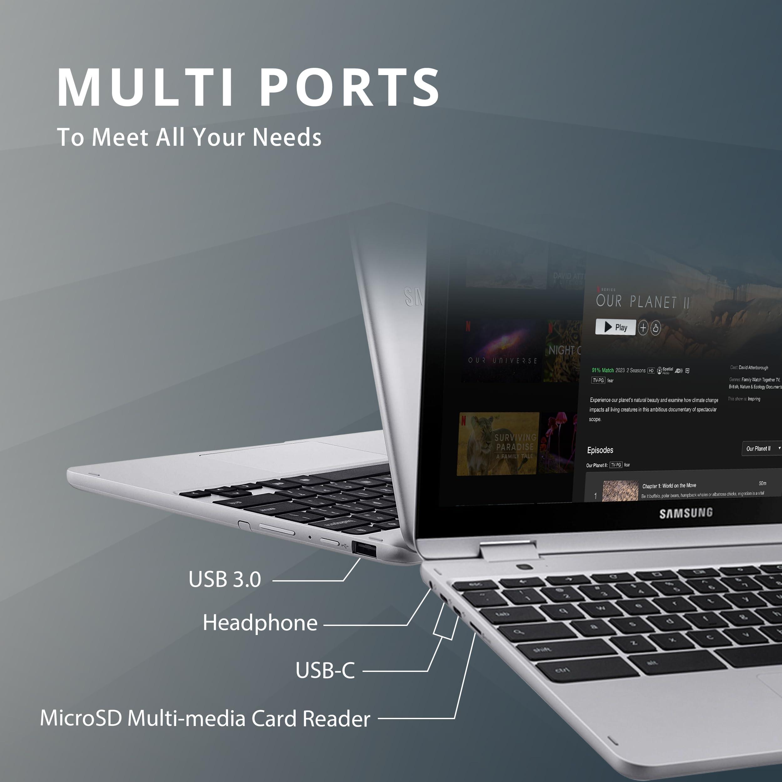 SAMSUNG SAMSUNG Chromebook Plus V2 2-in-1 Touchscreen Laptop, 12.2" WUXGA Display, Intel Celeron 3965Y, 4GB RAM, 64GB eMMC, HD Camera, Wi-Fi 5, Bluetooth Mouse, Stylus Pen, Chrome OS, Silver, 32GB USB Card