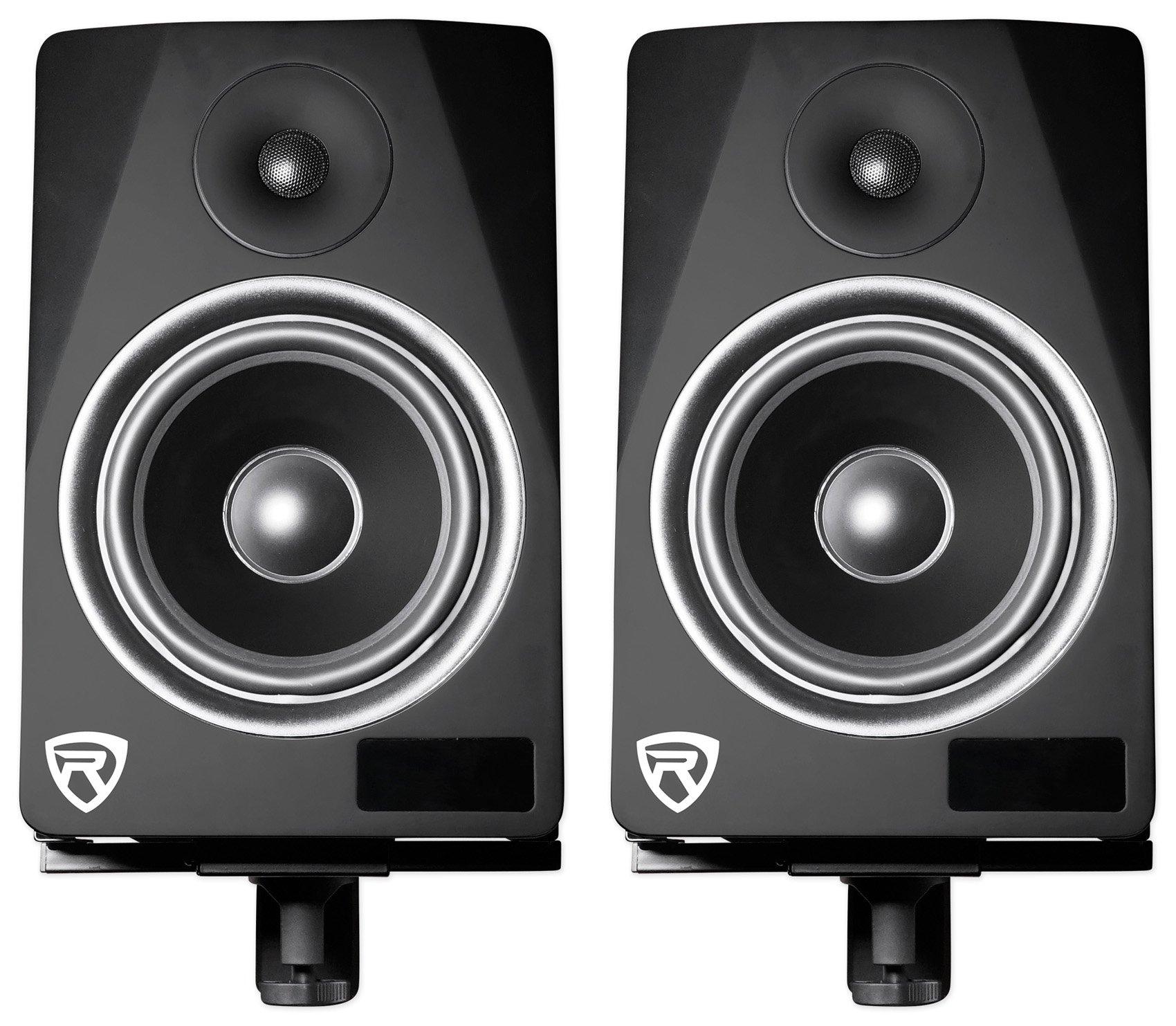 Rockville Pair Rockville RHSB8 Wall Mount Swivel Speaker Brackets For Home Theater Bookshelf or Studio Monitors, Black