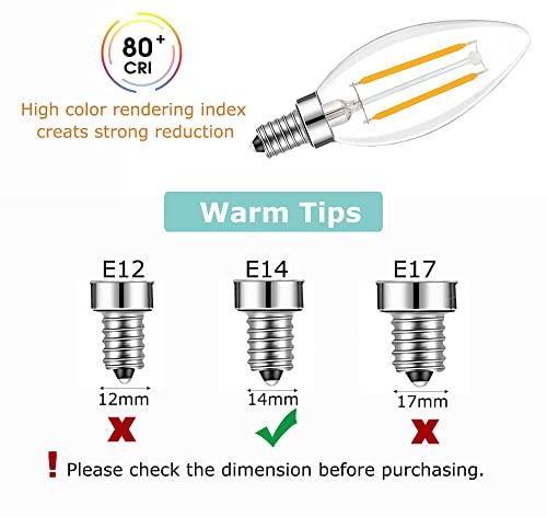 Lamsky Lamsky E14 European Base LED Filament Edison Bulb, 2W Warm White 2700K, No-Dimmable (4-Pack)
