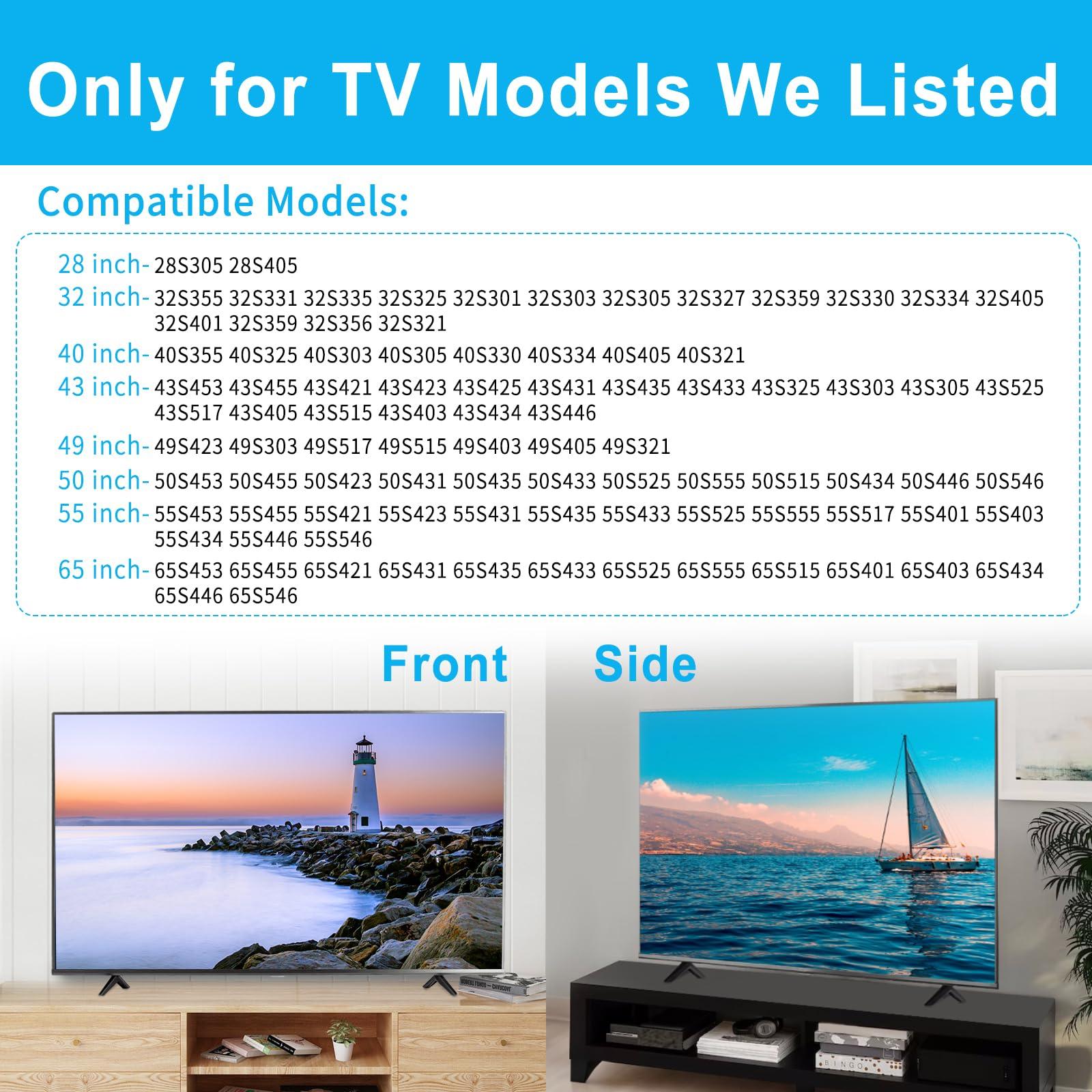Yususipa TV Legs for TCL TV Stand Legs for TCL 28 32 40 43 49 50 55 65 Inch Roku TV Legs Replacement Compatible with 28S405 32S305 40S325 43S425 43S431 50S431 50S435 55S425 TCL Roku TV Stand Legs with Screws