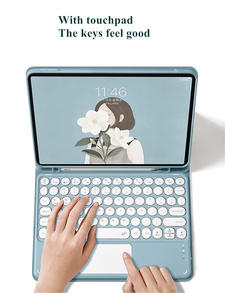 GOOVEN Keyboard case for iPad Air 10.5 inch, iPad Air3 3rd Gen case with touchpad Built-in Pencil Holder Removable Smart Bluetooth Keyboard Cover Round keycap (iPad Air3/Pro10.5, Pink)