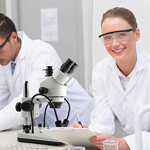 SWIFT Swift S7-TGL-CA05 Trinocular Gooseneck Zoom Stereo Microscope, WF10X Eyepieces,7X-45X Magnification, Upper Dual-gooseneck LED Light and Transmitted LED Light, Table Pillar Stand,110V-120V