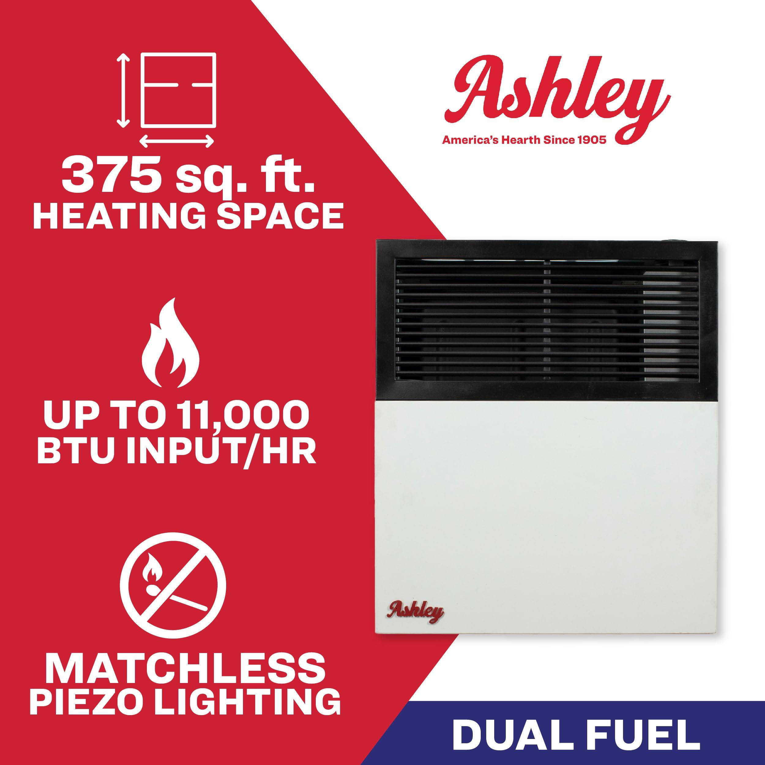 Ashley Hearth Ashley Wall Heater, Dual Fuel, 11k Direct Vent