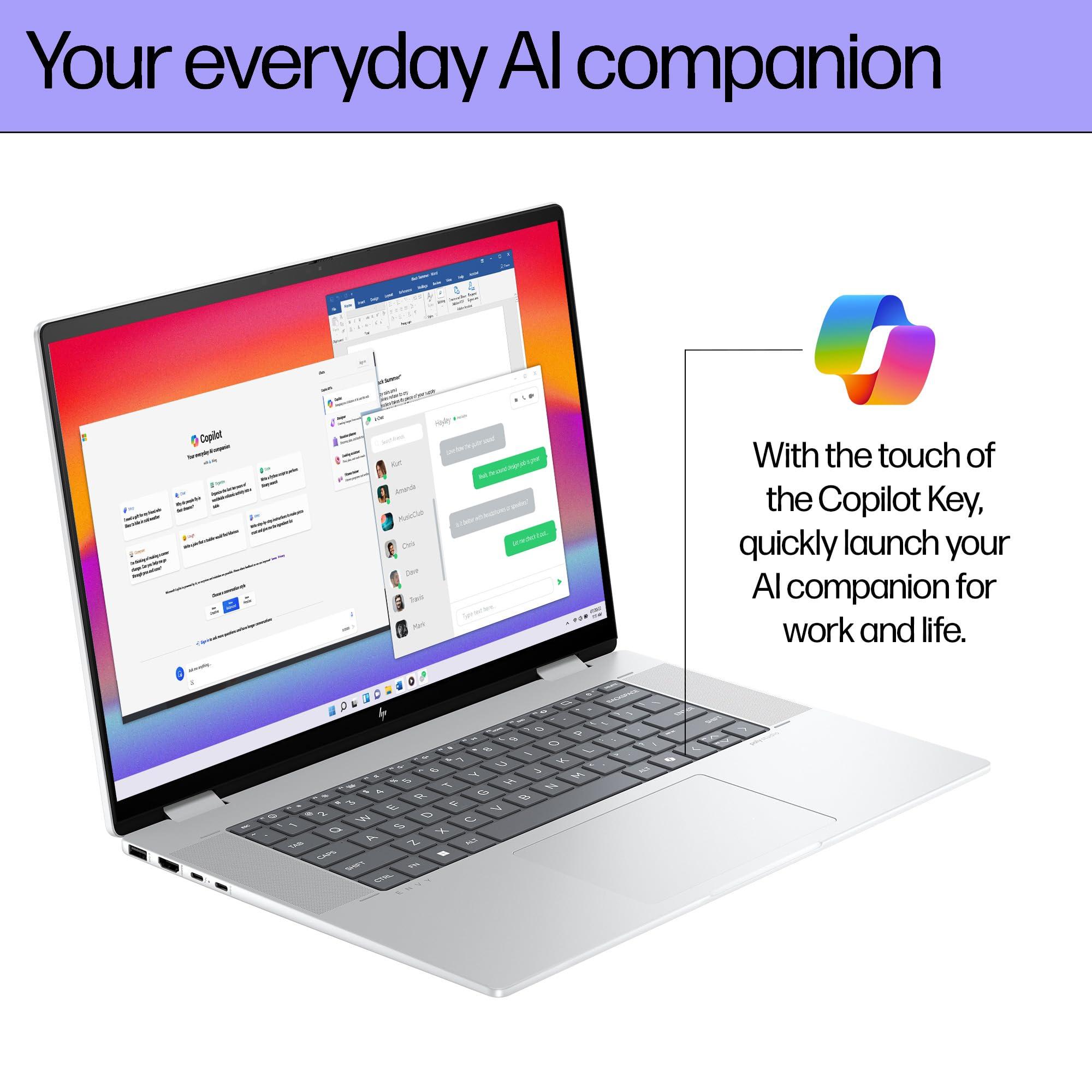 HP HP Envy x360 2-in-1 AI PC Laptop for Creator, Photographer, Designer (16" FHD+ Touchscreen, Intel 12-Core Ultra 5 125U, 16GB RAM, 512GB SSD, IST Stylus), Backlit, Wi-Fi 6E, Win 11 Pro w/AI Copilot