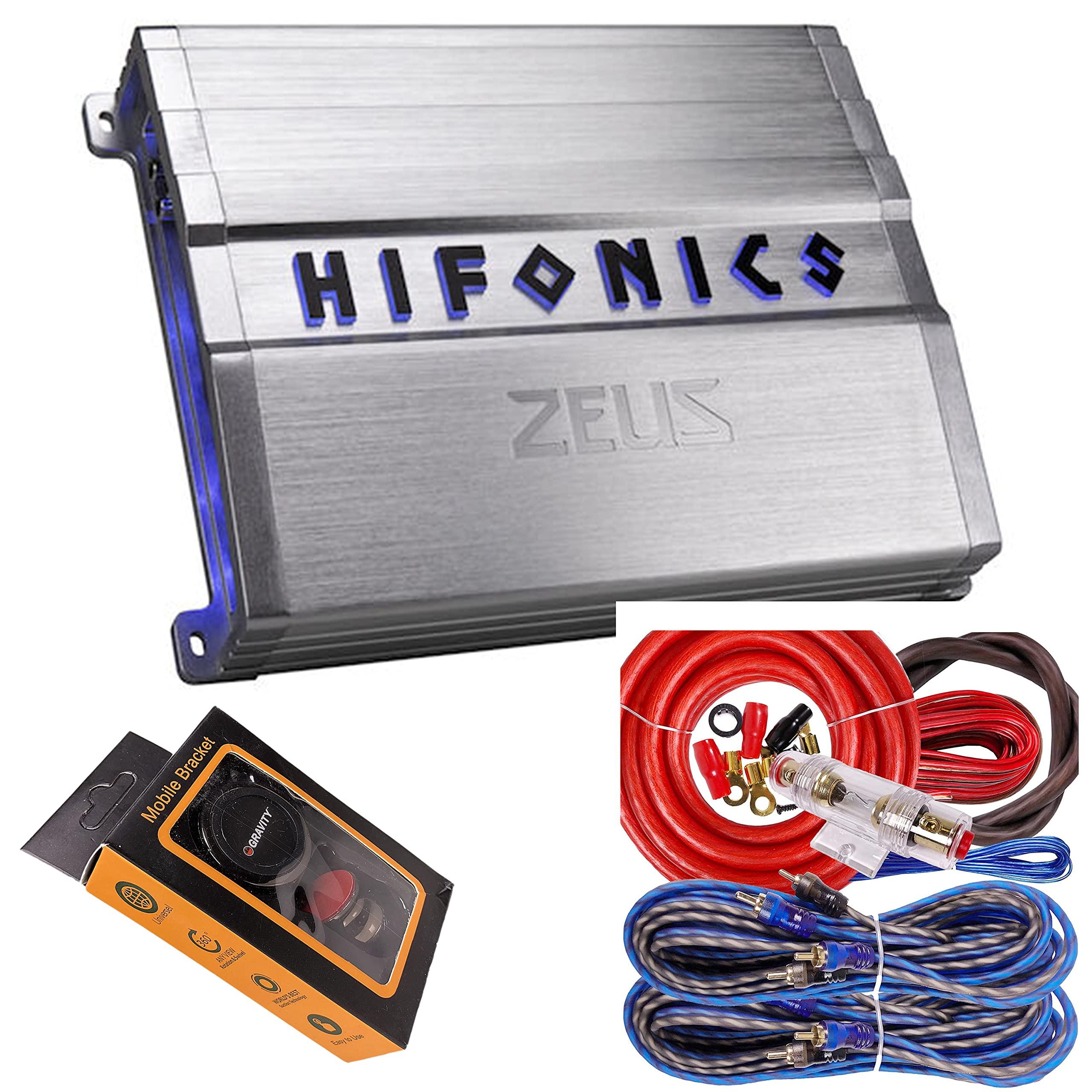 Hifonics Hifonics ZG-600.4 Zeus Gamma 4 Channel Super A/B Class 600 Watt Car Audio Sound System Subwoofer Speaker Amp Amplifier with Gravity Magnet Phone Holder and 4 Gauge Kit Red Bundle