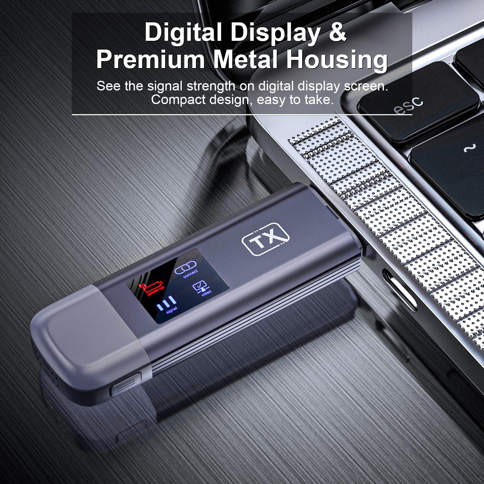 TTQ Wireless HDMI Transmitter and Receiver, 4K Decode 1080P Output, Wireless HDMI Sender Extender, Metal Housing, LED Display, 100FT Range, 2.4G&5G, for PC/DV/HDTV/Projector/TV Box, No Need App/Bluetooth