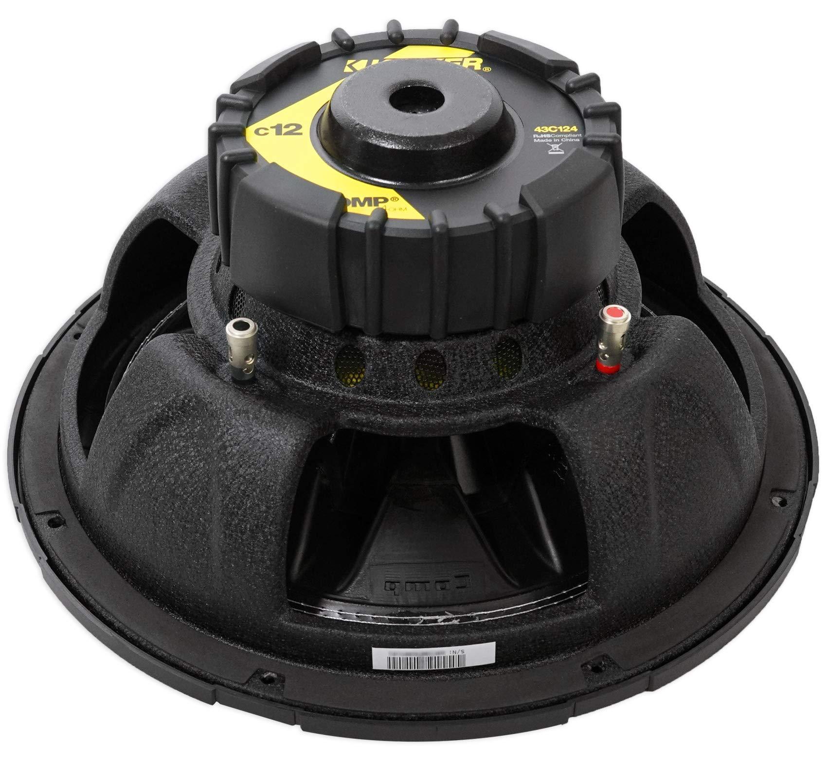 KICKER KICKER 43C124 Comp 12" 300 Watt SVC 4-Ohm Car Audio Subwoofer Sub Bundle with Rockville RPB1 10 Watt Waterproof Bluetooth Speaker+NFC Loud! (2 Items)