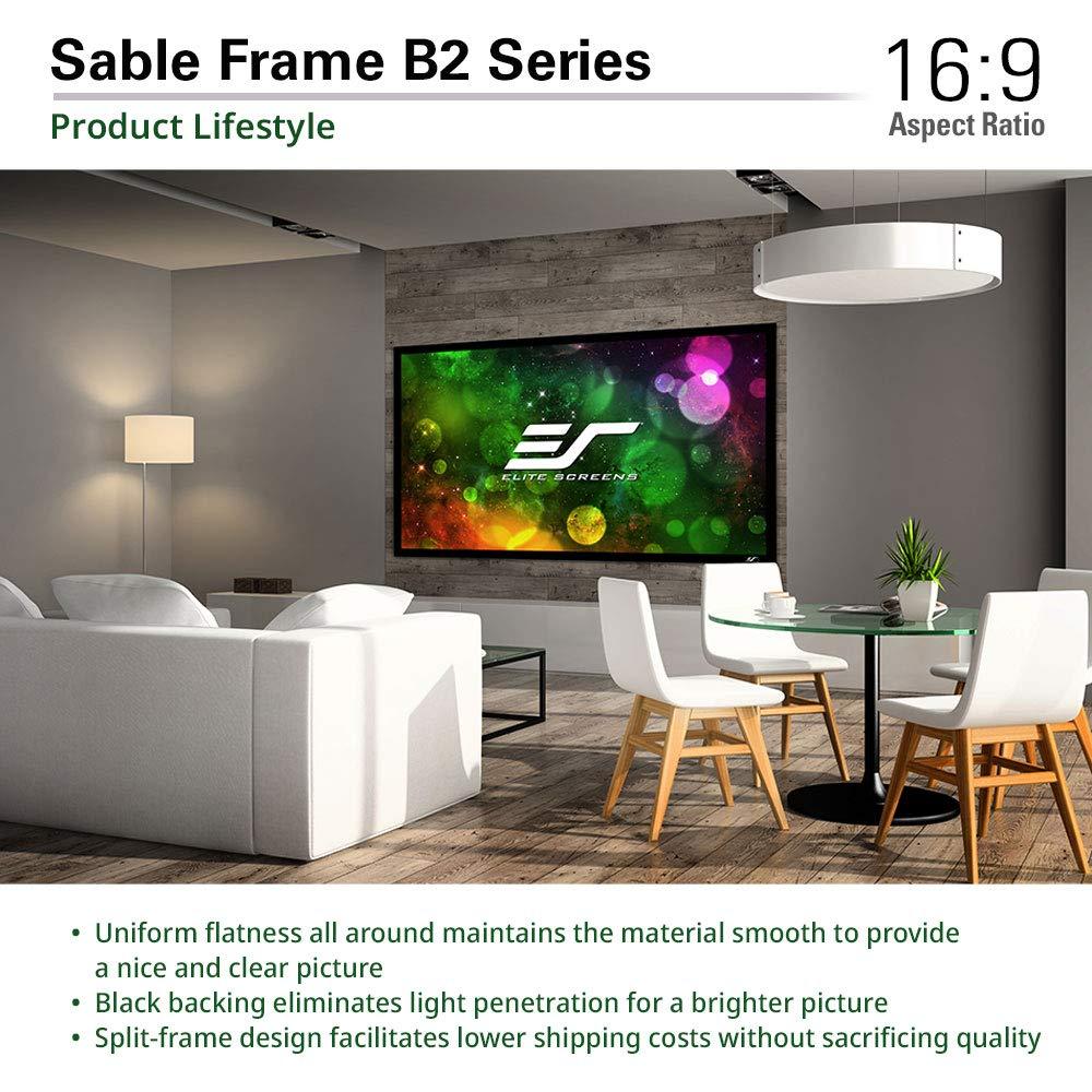 Elite Screens Elite Screens Sable Frame B2 Series 120-Inch Fixed Frame Projector Screen, 16:9 Ultra HD 4K/8K & Active 3D Ready, ISF Certified CineWhite UHD-B Material, Home Theater UST Projection Screens, SB120WH2