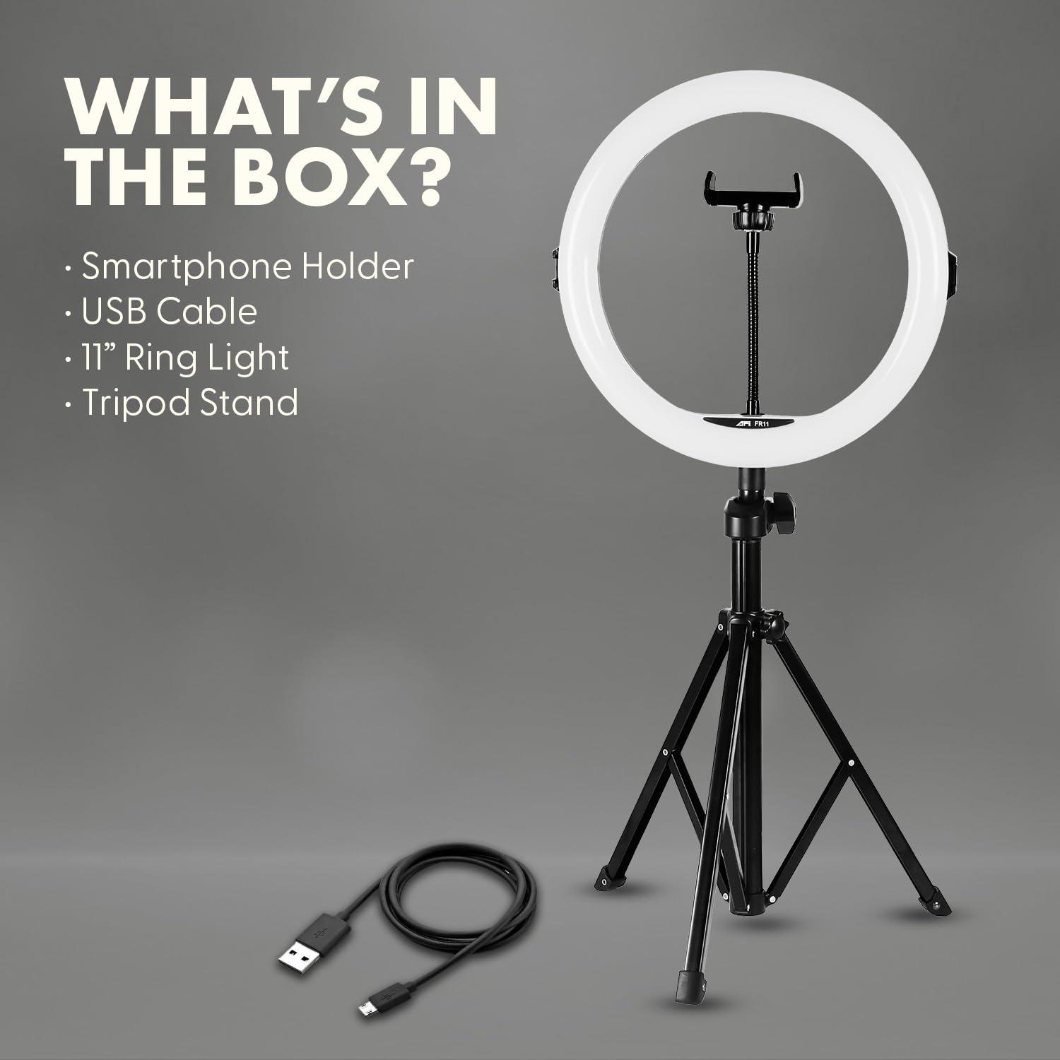 SQUATZ SQUATZ 11 LED 12W Selfie Ring Light R11 with Wired Control, Tripod Stand with 6 Sections, Phone Holder, Adjustable Brightness Levels for Influencers, YouTube, TikTok, and Barbers.
