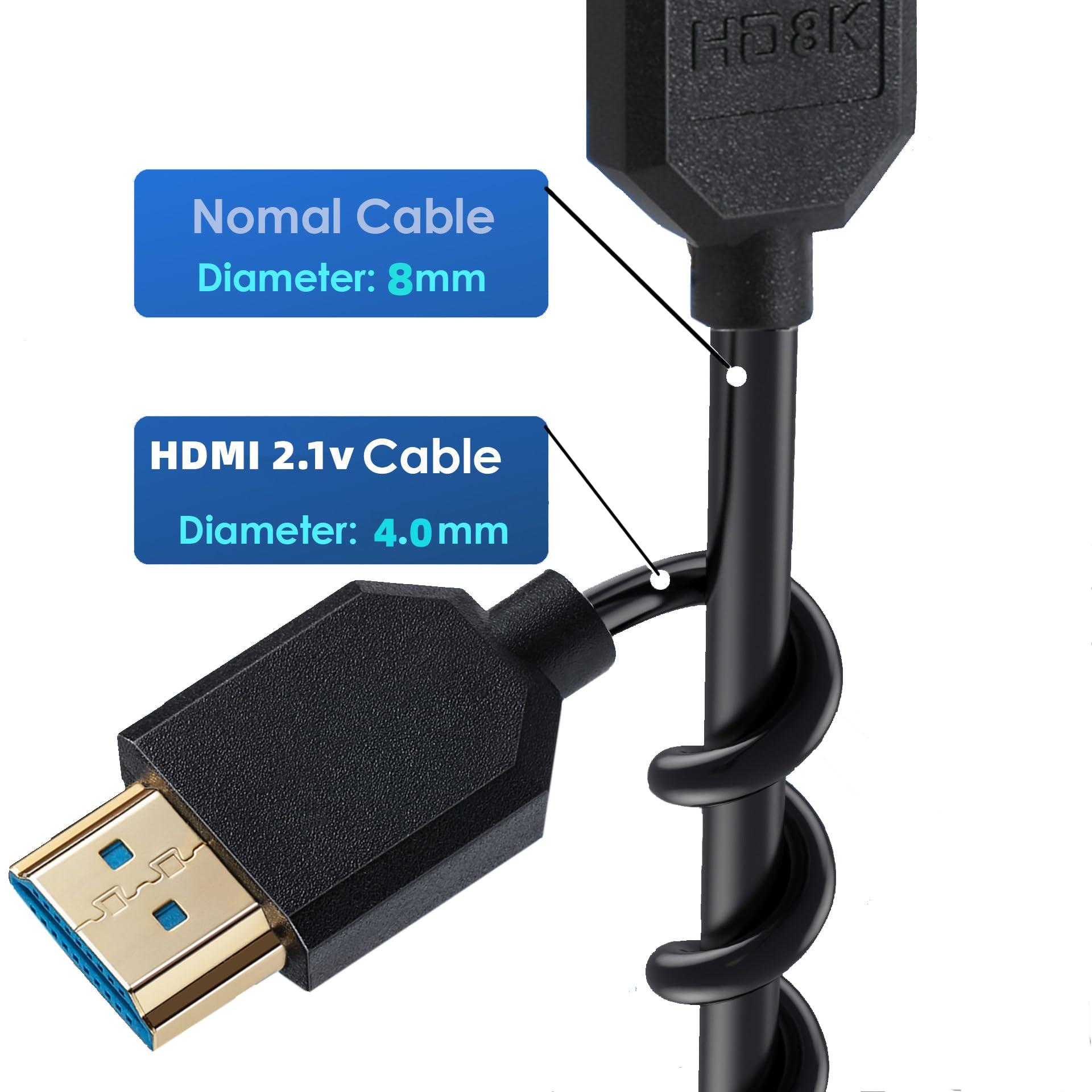 Kework Kework 1ft Micro HDMI to HDMI 8K Cable, 2.1 Version 48Gpbs Left Angle Micro HDMI Male to Straight HDMI Male UHD 3D Cable for Xbox PS4 PS5 TV Switch, 8K@60Hz