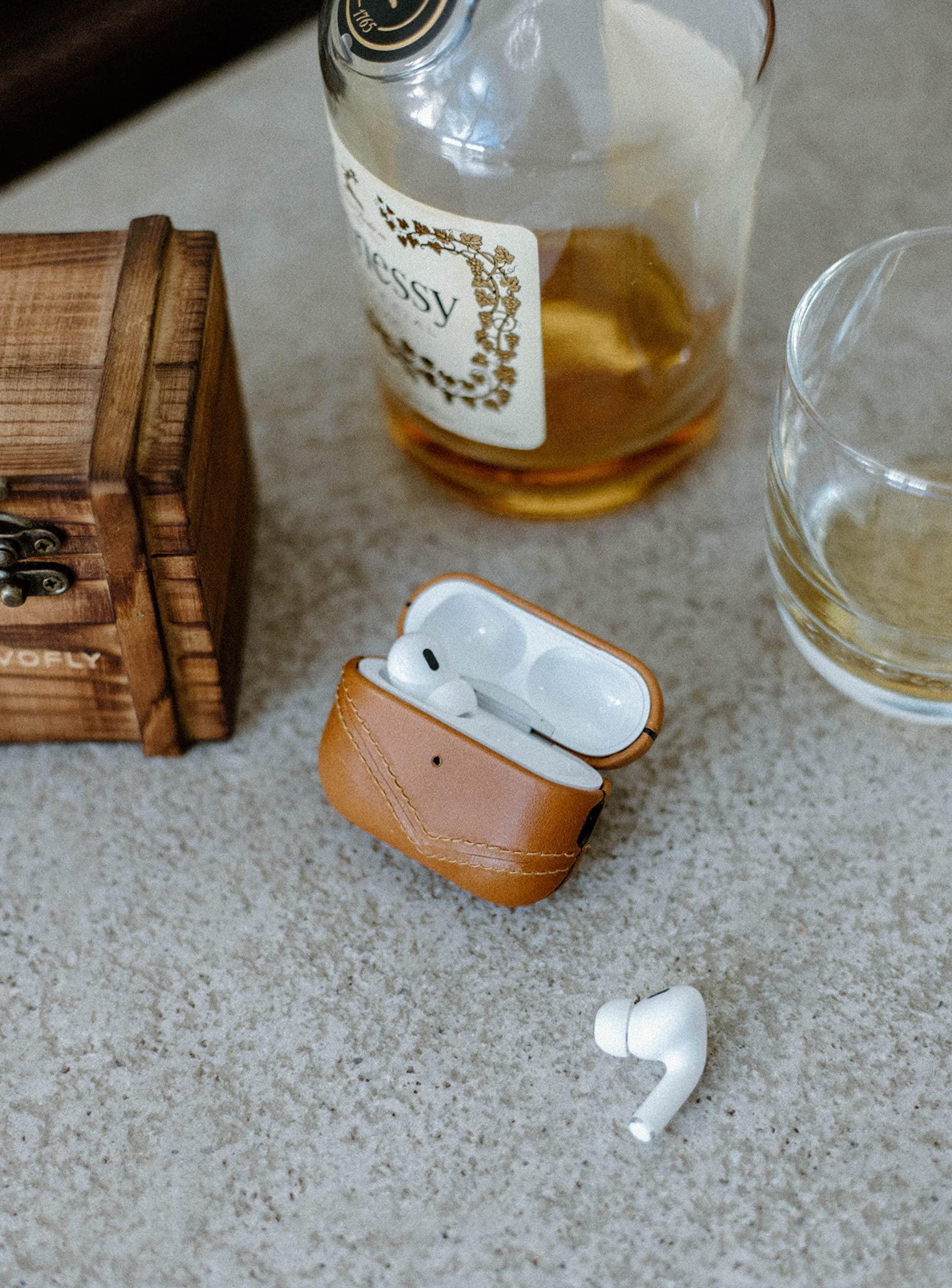 Bullstrap Bullstrap Premium Leather Case Compatible with Apple AirPods Pro 2, Wireless Charging, Two-Piece Design (Sienna)