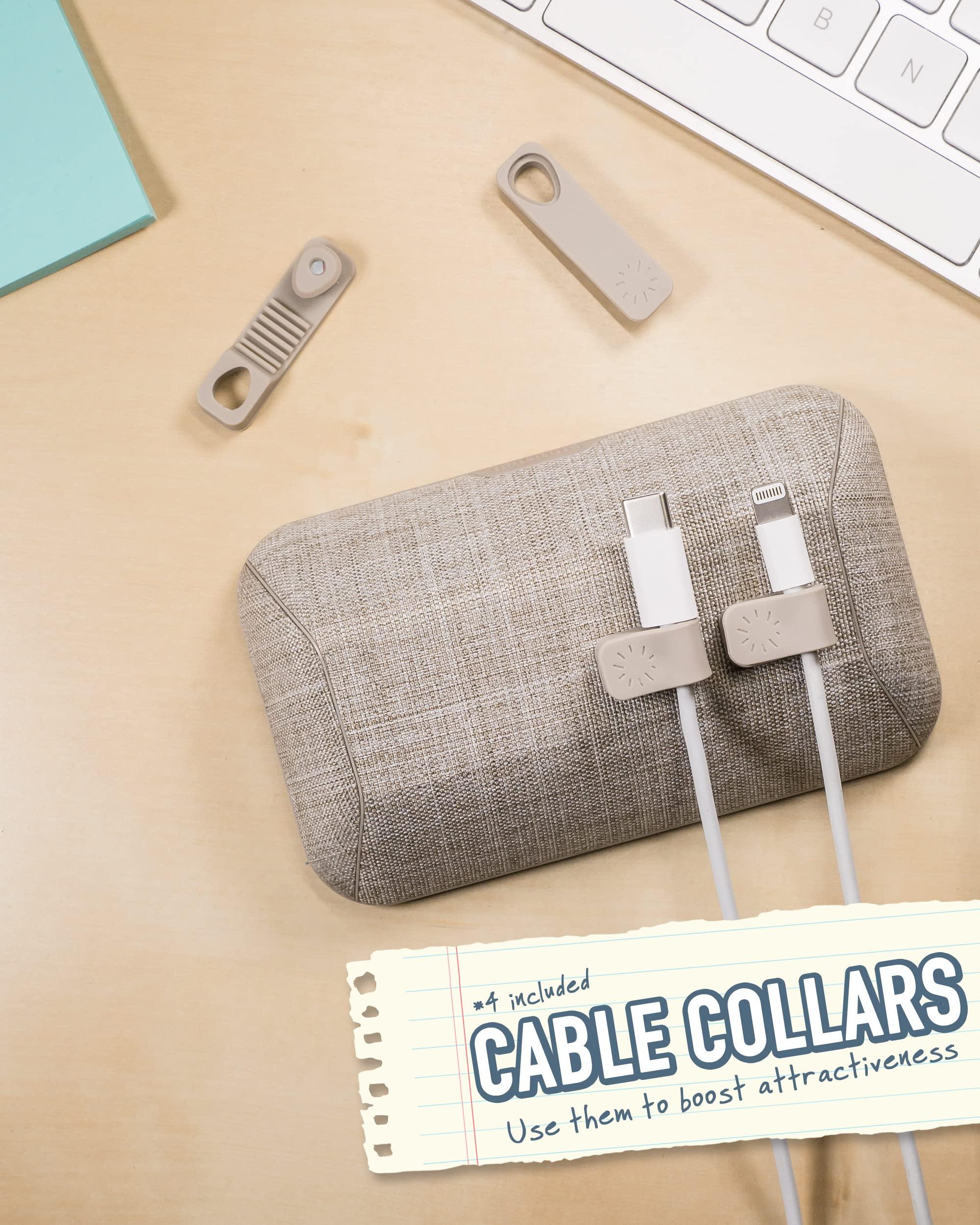 Smartish Smartish Magnetic Cord Holder - Bigger Cable Wrangler Organizer with Magnet Clips for Charger Management on Desktop, Nightstand, or Side Table - Holds 6+ Cables - Lightly Toasted Beige
