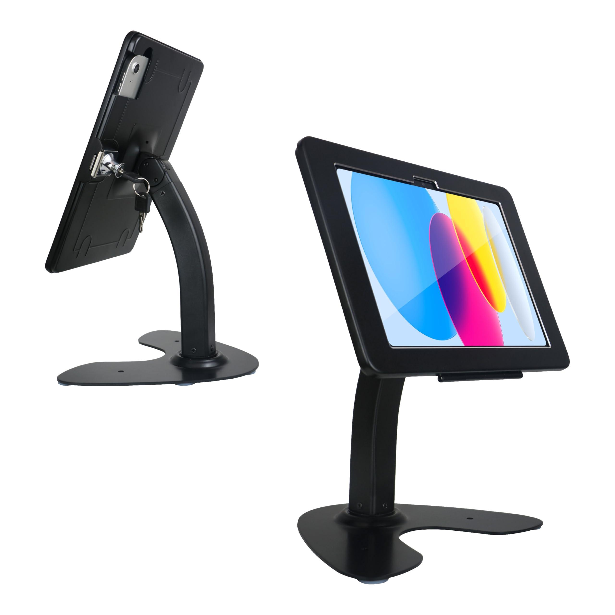 DDSHOW DDSHOW Desktop Anti-Theft Kiosk Stand Security POS Stand with Locking Enclosure for 2022 iPad 10.9\" 10th Gen.Excluding 10.9\" iPad Air,360 Swivel(Black)