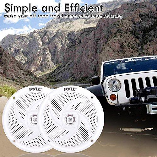 Pyle Pyle Marine Speakers - 5.25 Inch 2 Way Waterproof and Weather Resistant Outdoor Audio Stereo Sound System with 180 Watt Power and Low Profile Slim Style - 1 Pair - PLMRS5W (White)