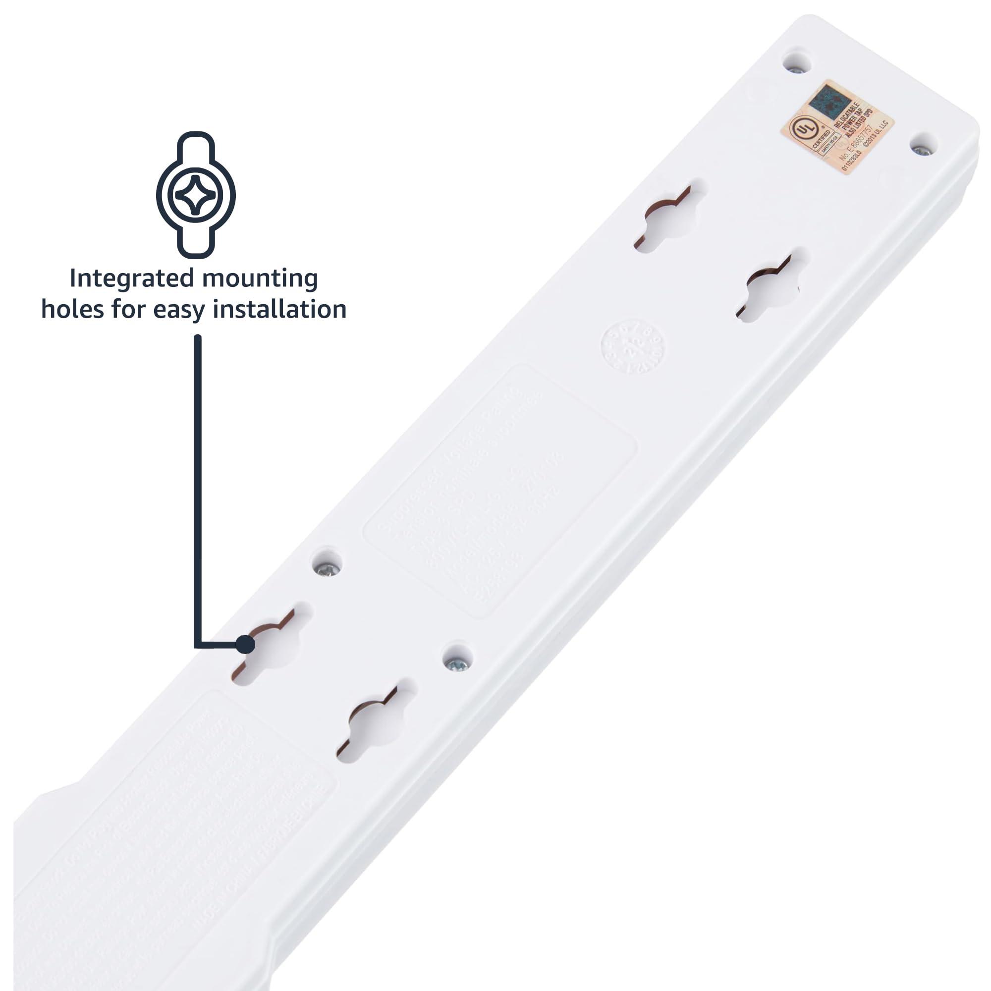 Amazon Basics Amazon Basics Rectangular 6-Outlet Surge Protector Power Strip, 6-Foot Long Cord, 790 Joule - White