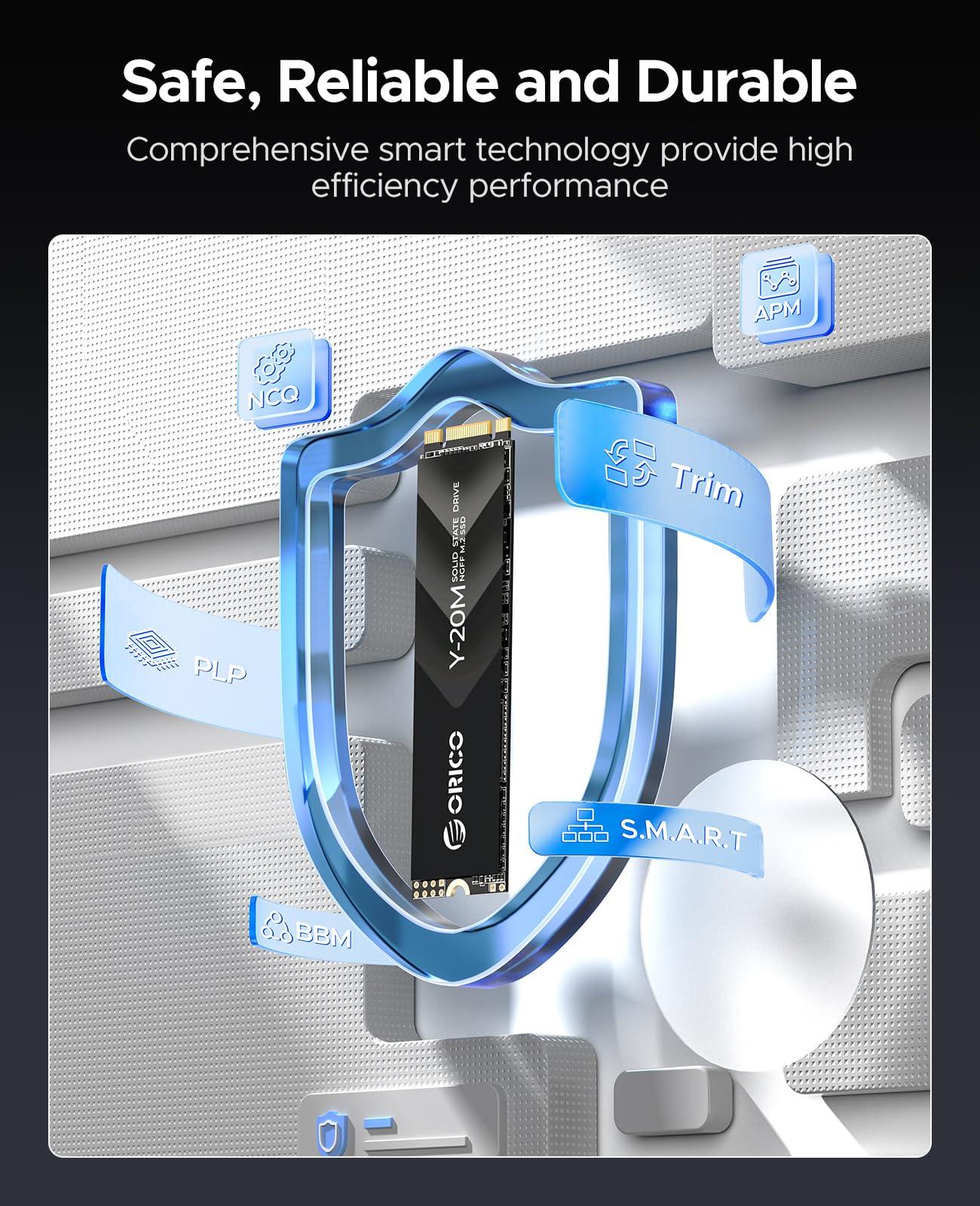 ORICO ORICO M.2 2280 SATA SSD, 512GB Internal M.2 SSD with B+M Key for Desktop/Laptop, SATA III 6Gbps NGFF Solid State Drive Low Power Consumption with 3-Year After Sale Service - Y20M