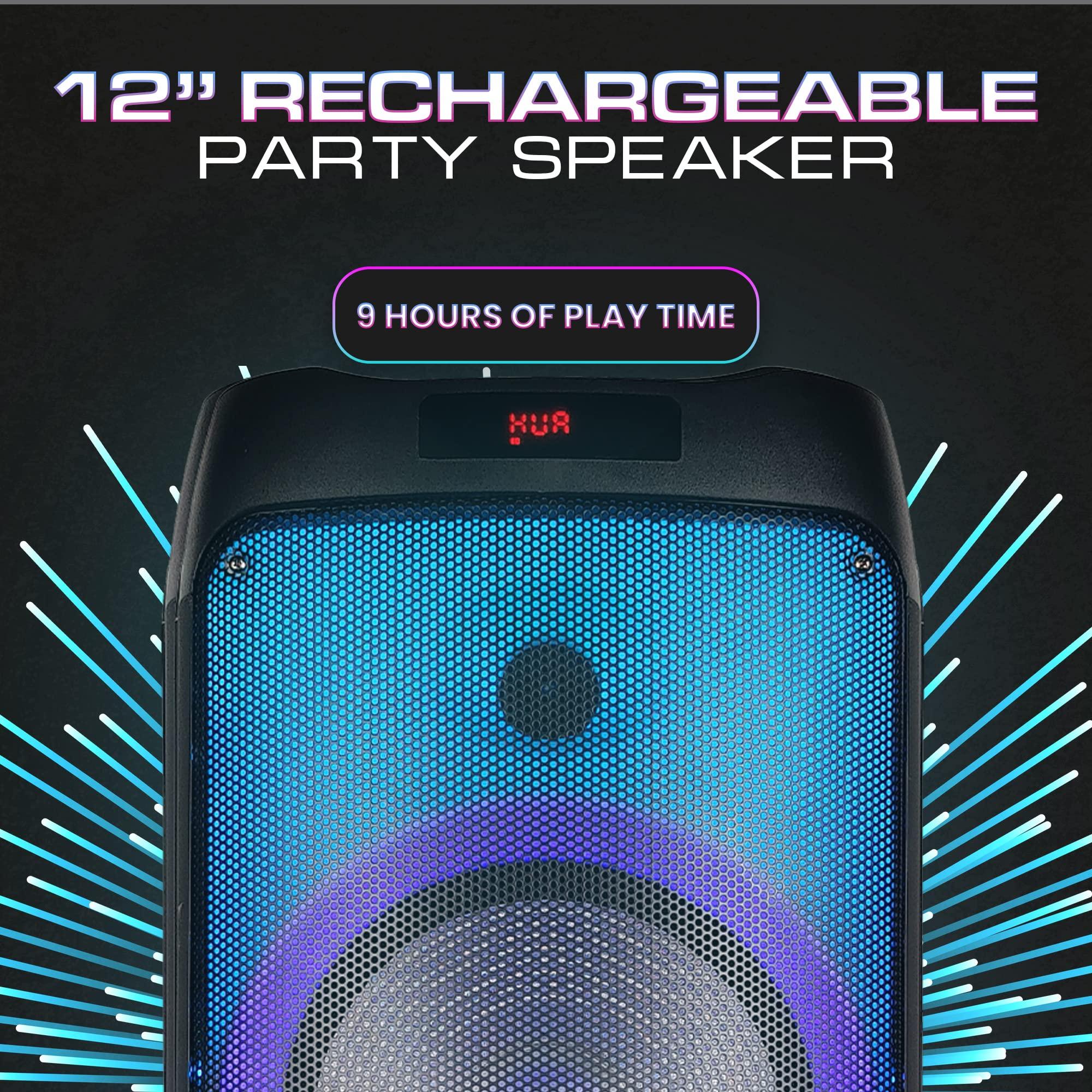 Dolphin Dolphin SPF-1212R Powerful Sound & BASS | Portable Rechargeable Big Party Speaker | Dual 12", 3X 1 Tweeters | LED Party Lights, Handles and Wheels