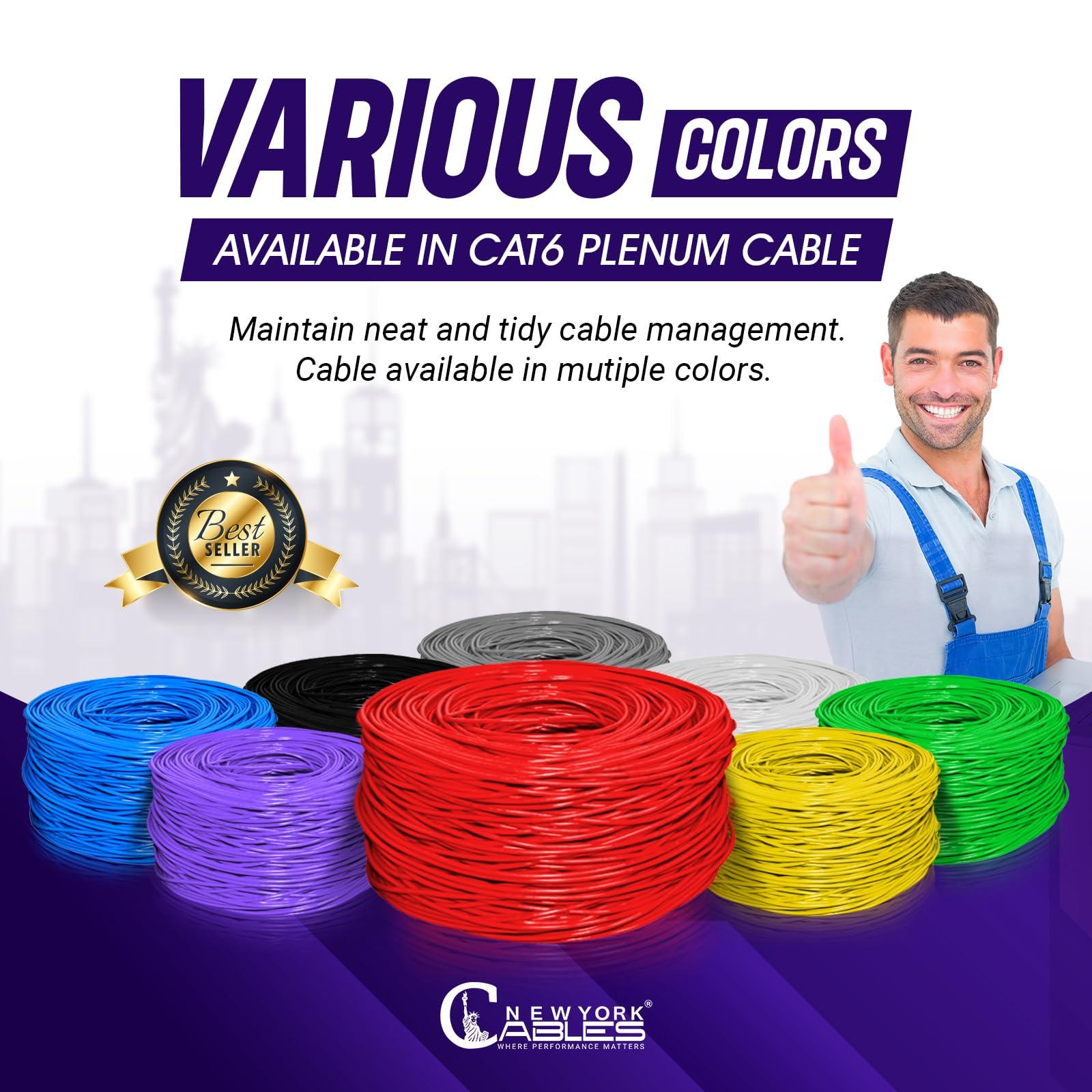 NewYork Cables NewYork Cables | CAT6 Plenum Cable 1000ft (CMP) | UTP, 550MHz, 23AWG, 4Pair UTP 10GB Internet Cable | Quality Tested Bulk Ethernet Cable, for Networking & Gaming (Red)