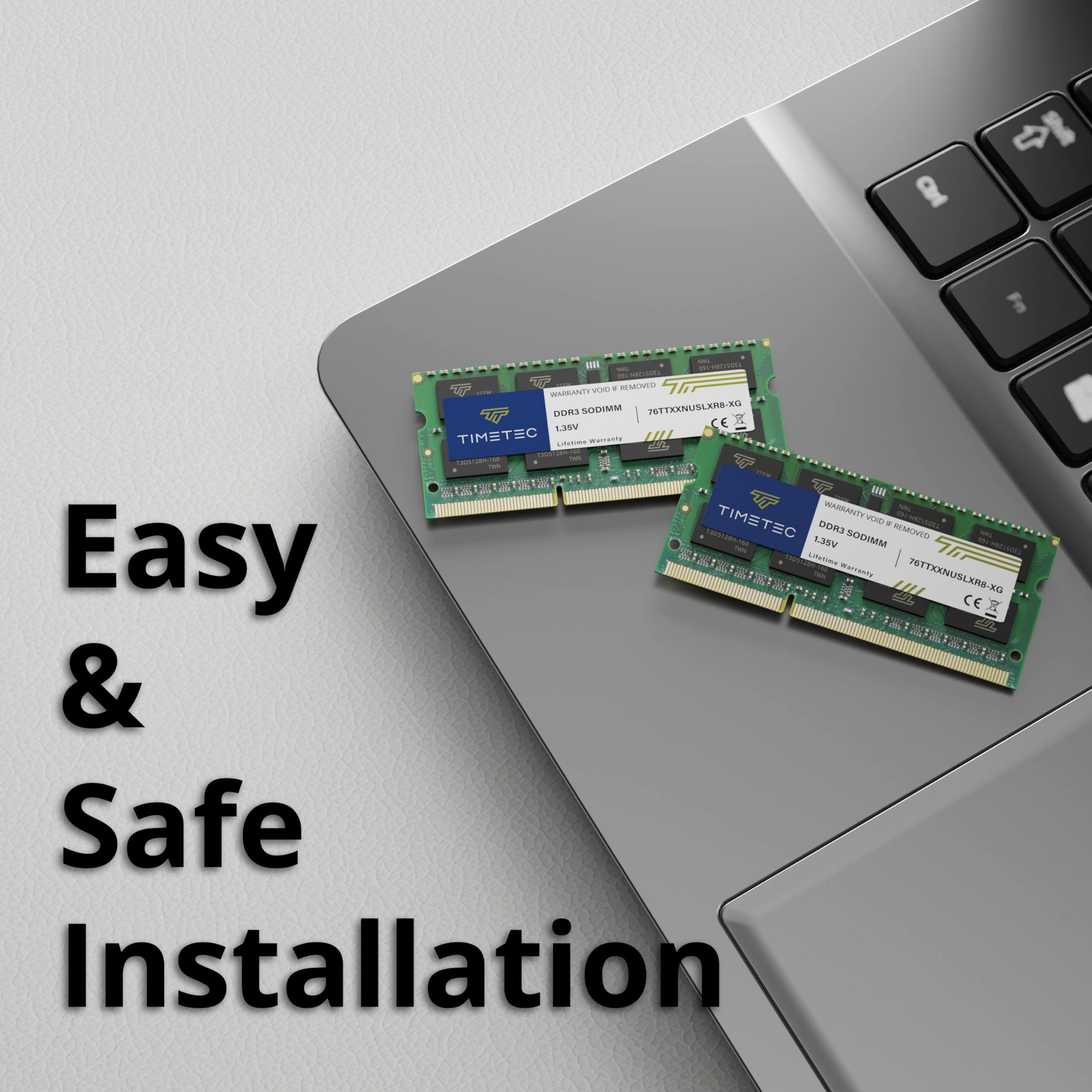 Timetec Timetec 32GB KIT(4x8GB) DDR3L / DDR3 1600MHz (DDR3L-1600) PC3L-12800 / PC3-12800 Non-ECC Unbuffered 1.35V/1.5V CL11 2Rx8 Dual Rank 204 Pin SODIMM Laptop Notebook PC Computer Memory RAM Module Upgrade