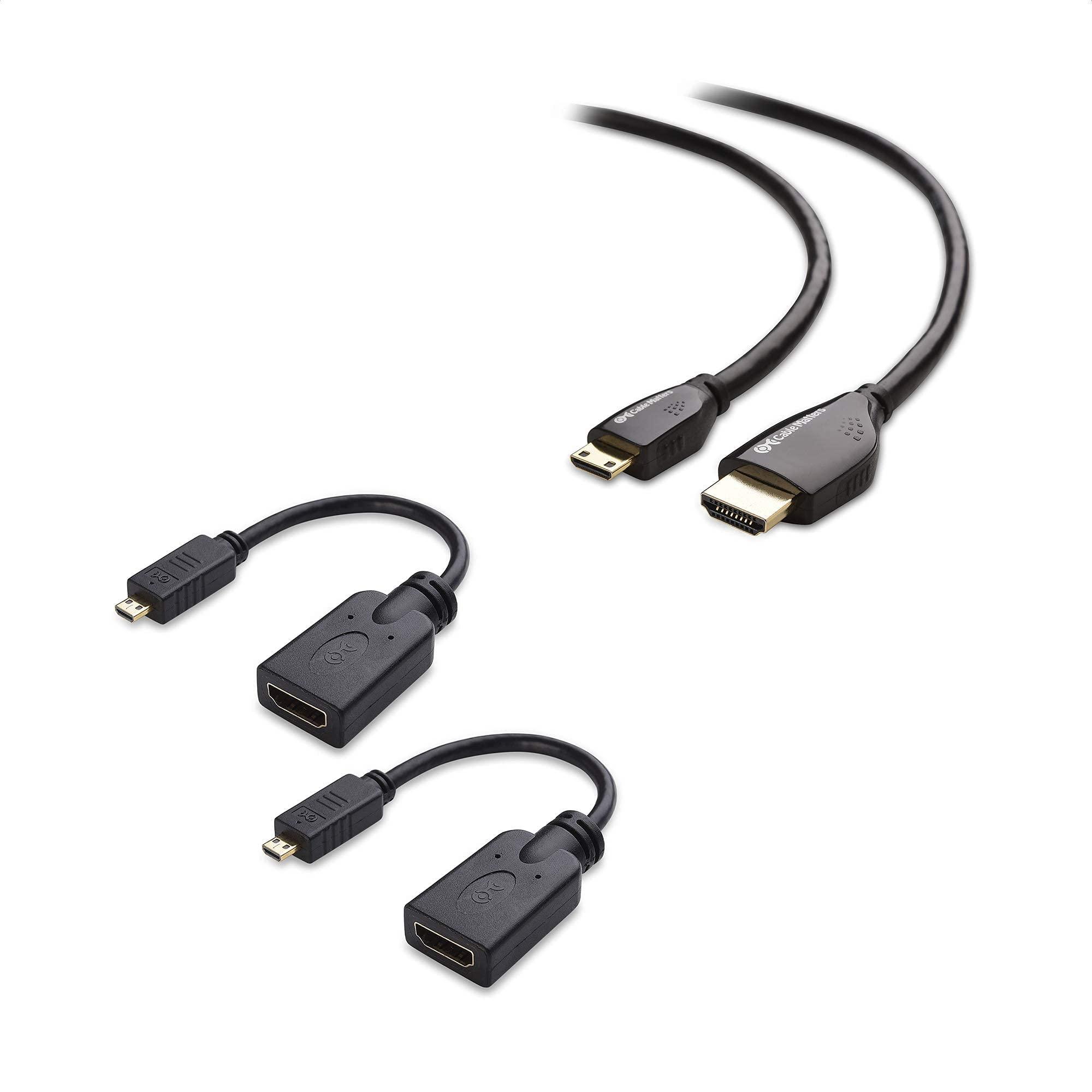 Cable Matters Cable Matters High Speed HDMI to Mini HDMI Cable (Mini HDMI to HDMI) 4K Resolution Ready 15 Feet & 2-Pack Micro HDMI to HDMI Adapter