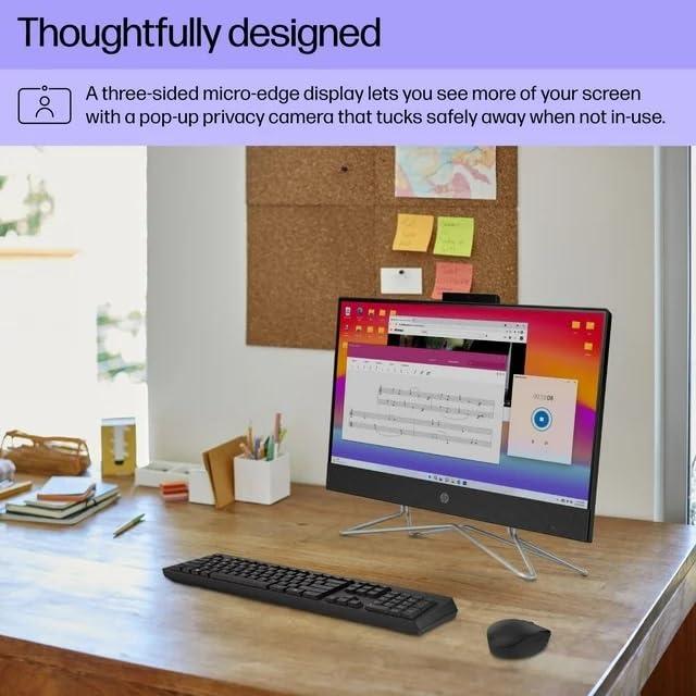 HP HP 21.5" FHD All-in-One PC, Intel Pentium Silver J5040, Intel UHD Graphics 605, 8GB RAM, 128GB SSD, 720p HD Camera, Wi-Fi and Bluetooth, Black, Windows 11 Home in S Mode (Model: 22-dd0153w)