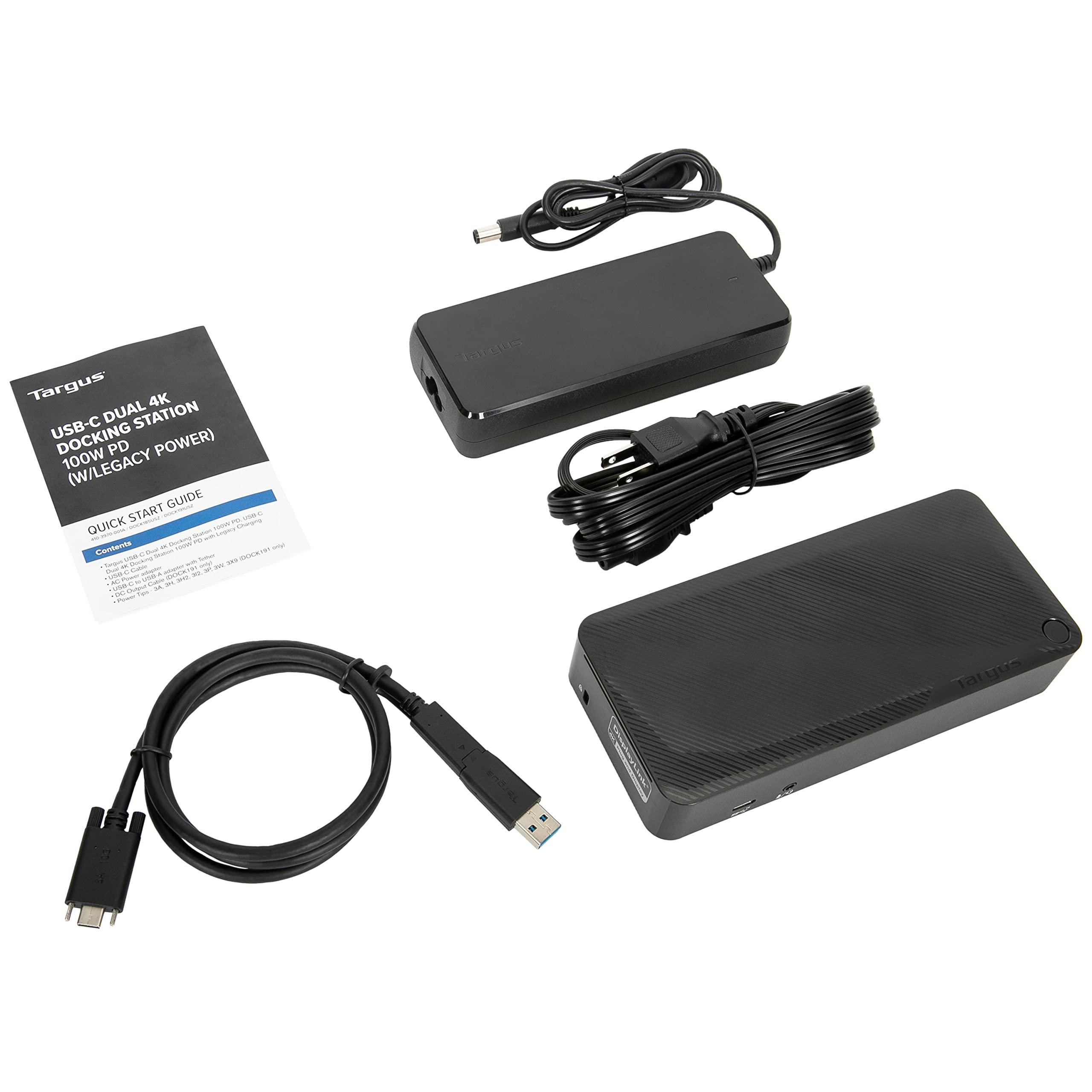 Targus Targus USB-C Docking Station, Universal USB-C DV4K, Dual Monitor, HDMI, 100W Power Delivery - Black (DOCK182EUZ)