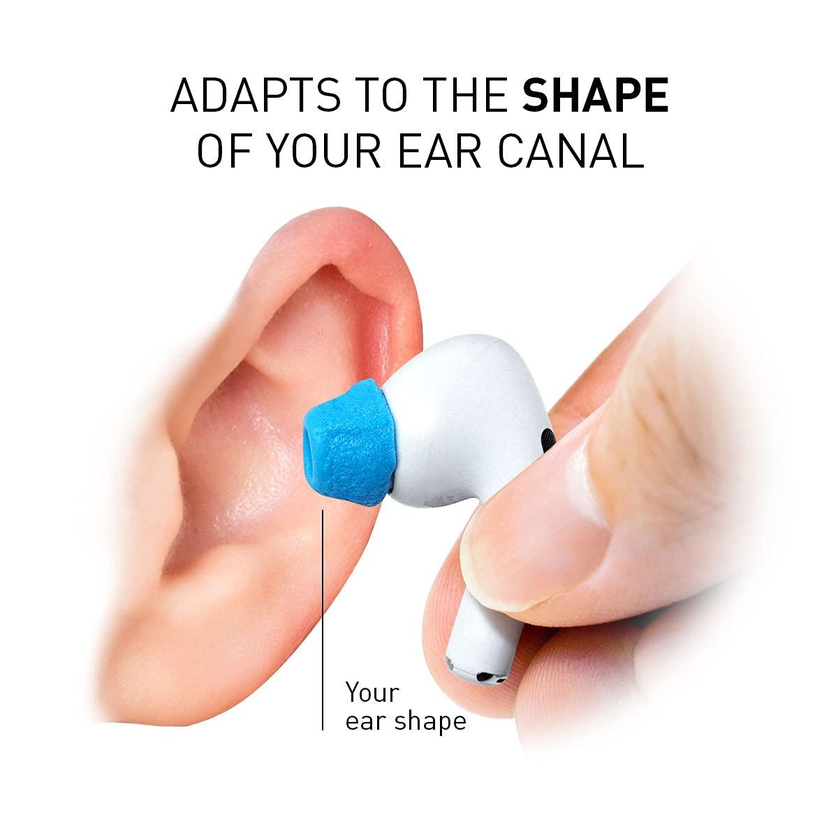 ADVANCED SOUND GROUP Eartune Fidelity UF-A Premium Memory Foam Tips for AirPods Pro (1st Gen & 2nd Gen) - Fits in Charging Case, Stays in Your Ears, Superb Sound Isolation, and Built-in Waxguard - Assorted S/M/L, [Blue]