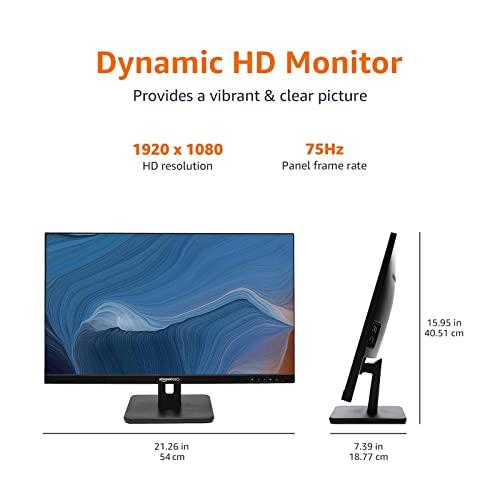 Amazon Basics Amazon Basics 24-inch IPS Monitor 75 Hz Powered with AOC Technology FHD 1080P HDMI, Display Port and VGA Input VESA Compatible Built-in Speakers for Office and Home, Black