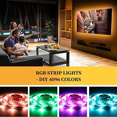 BASON LIGHTING BASON LIGHTING TV Backlight, 8.2ft TV Light Strip for 32-58 inch TV/Monitor Backlight, SMD 5050 USB LED Light Strip with Remote, RGB 4096 DIY Colors TV LED for Gaming Lights, Ambient Lighting Kit.