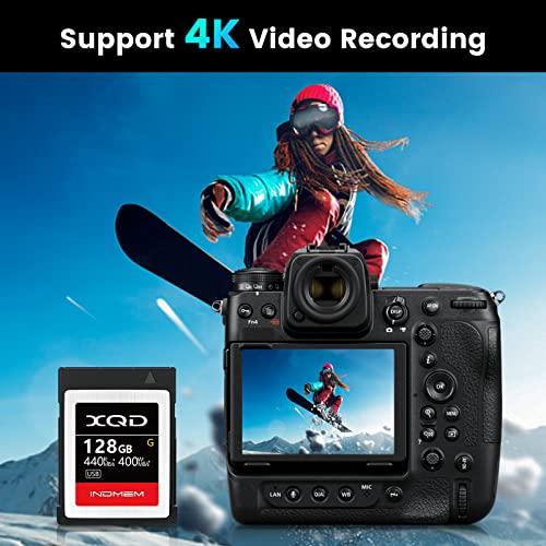 INDMEM INDMEM XQD 128GB Memory Cards, 5X Tough MLC XQD Flash Memory Cards High Speed G Series| Max Read 440MB/s, Max Write 400MB/s