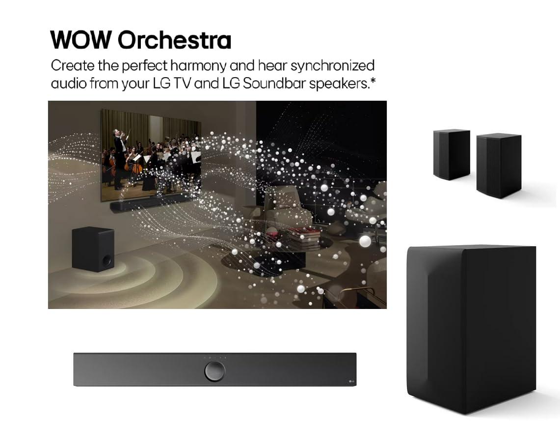 LG LG S70TR Soundbar with Dolby Atmos ans Rear Surround Speakers 5.1.1 Channel, Perfectly Matches The QNED TV, Sound 3D, Auto Power, Wireless Dolby Atmos, True Wireless connectivity, Wow Orchestra