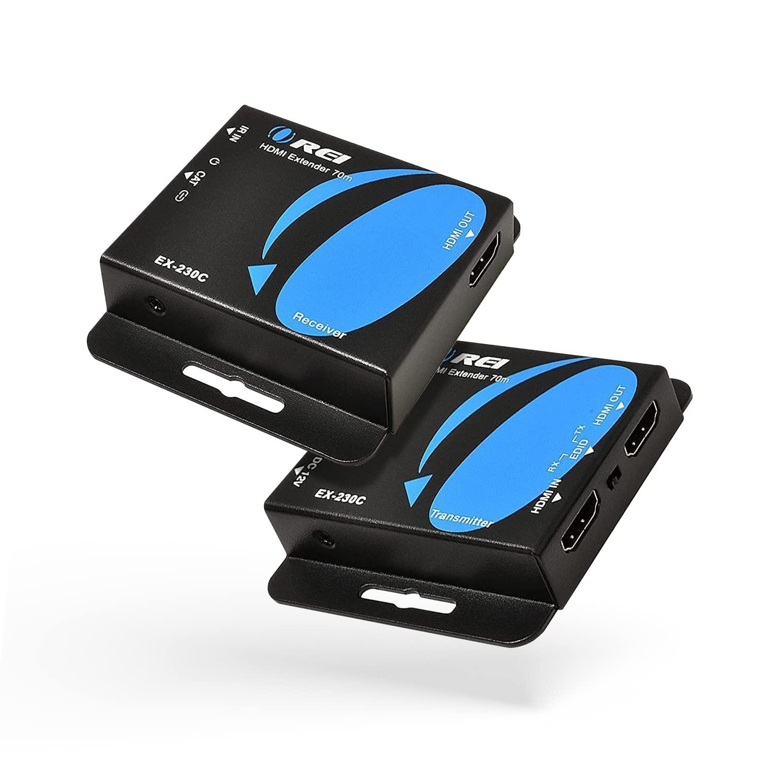 OREI OREI 4K HDMI Over Ethernet CAT6/CAT7 Extender, Extender RJ45 4K@30Hz Upto 130 Ft 1080P Upto 230 FT Full HD POC Transmitter & Receiver IR Loop Out (EX-230C)