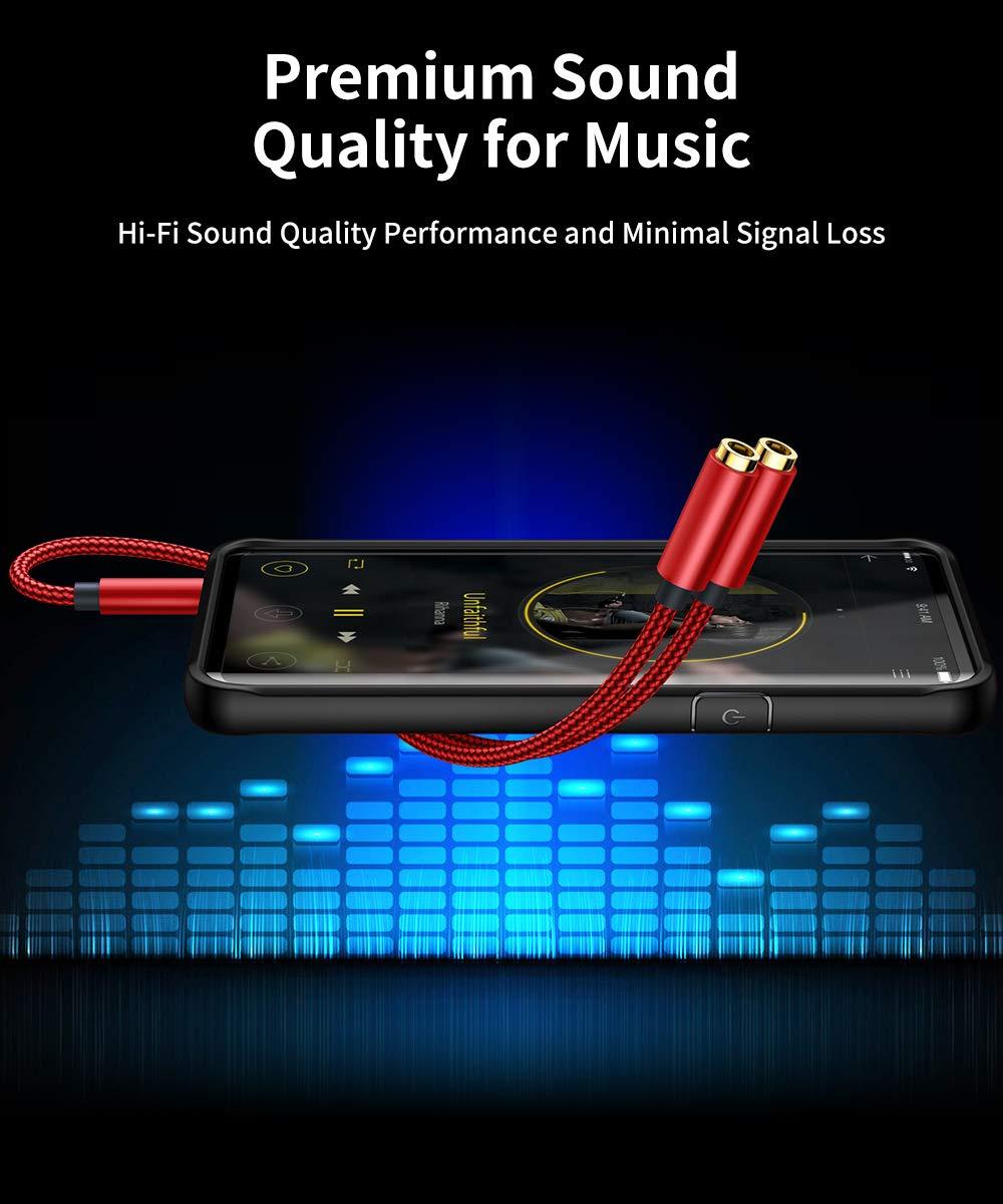 JSAUX JSAUX Headphone Splitter 3.5mm, Audio Splitter 2 Female to 1 Male, Dual Headphone Adapter Compatible with PS4, PS5, Xbox, Nintendo Switch, PC Gaming Headsets, Phone, Tablet, Laptop and More-Red